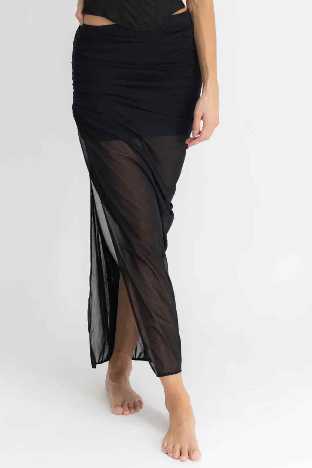 SET CROP TOP, FALDA & PANTY AISA NEGRO - miniatura 3