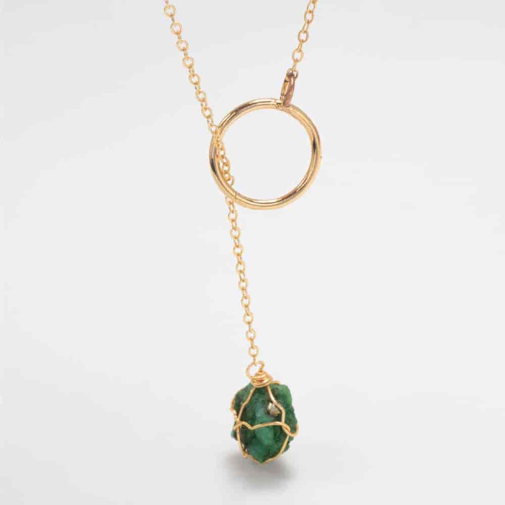 Collar Cadena Piedra Esmeralda - miniatura 3