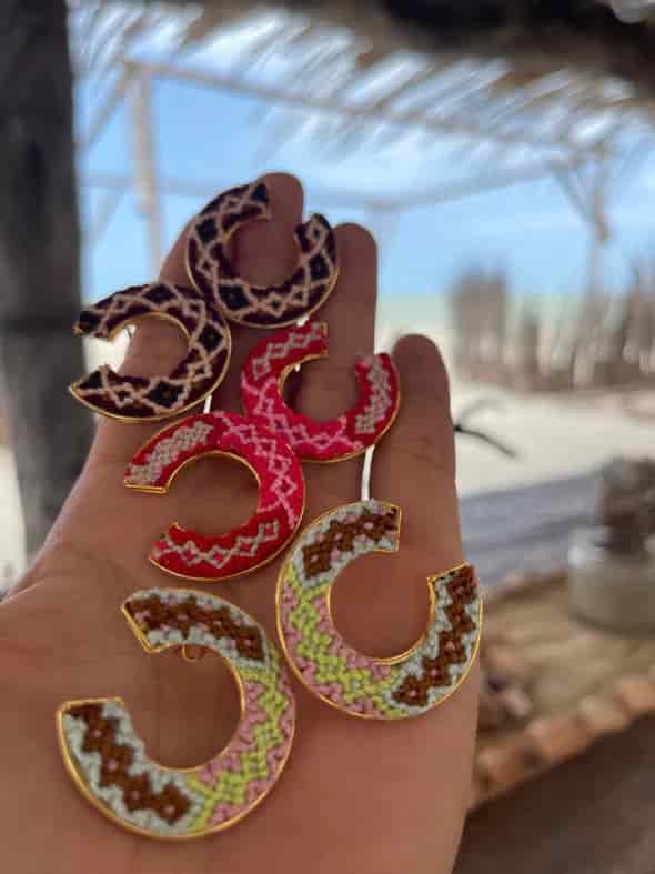 Wayuu Jolotsü  Earrings - Green - miniatura 6