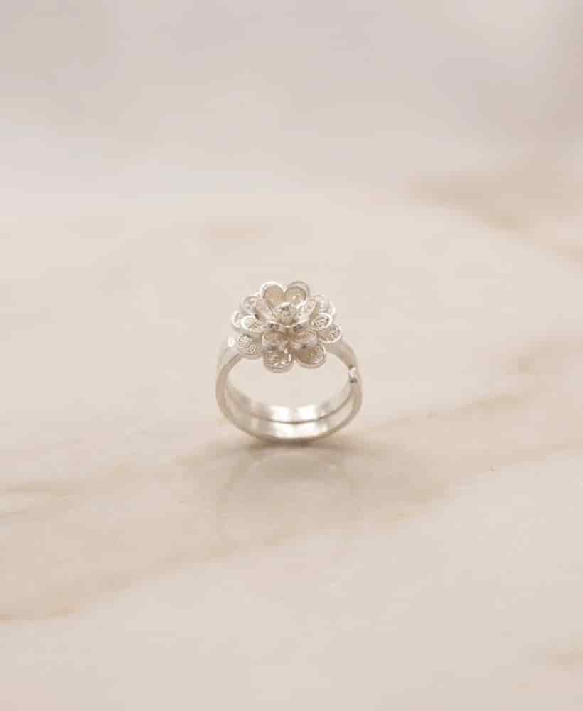 Anillo Flor ajustable en Plata ley 950 Filigrana - miniatura 1