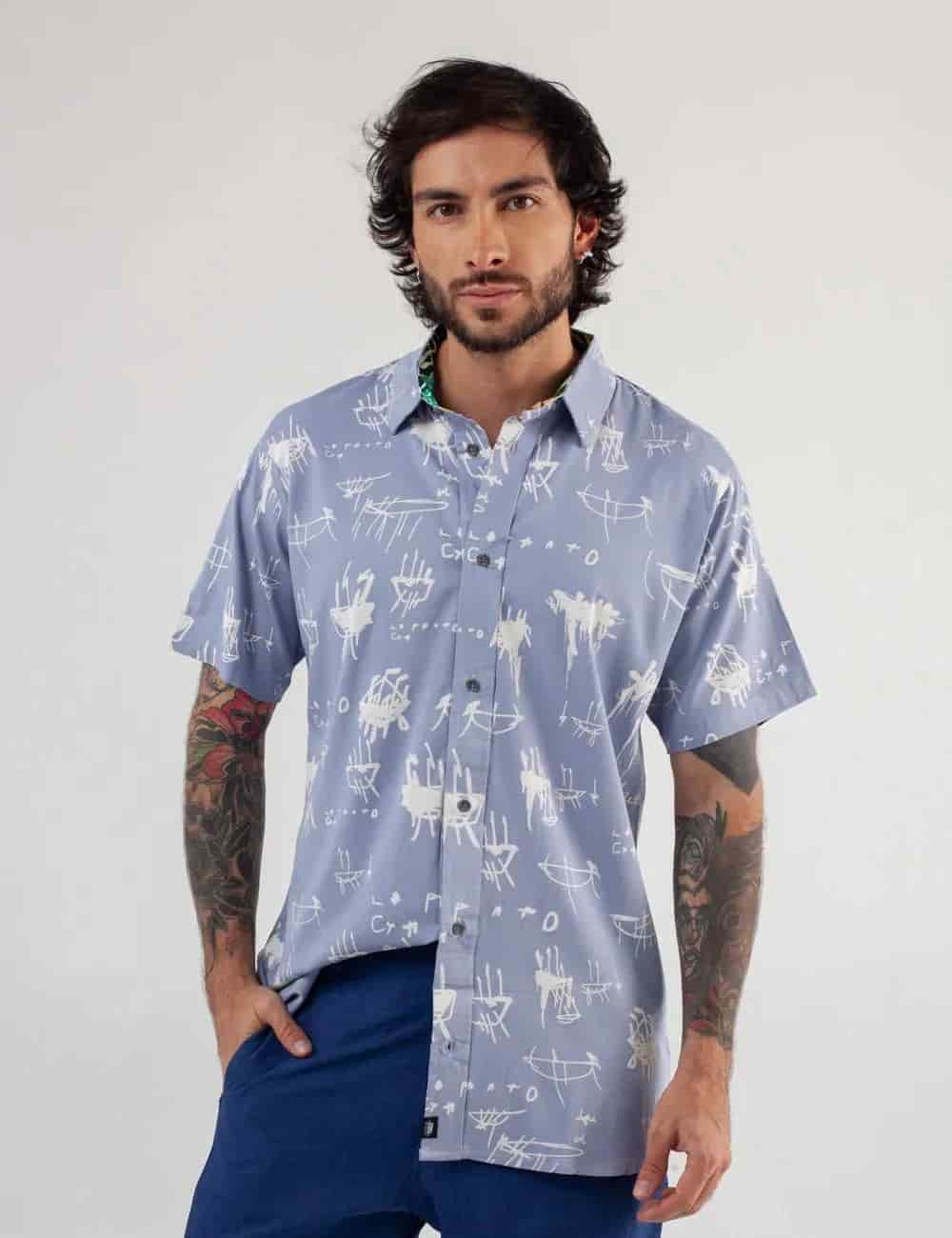 Camisa Regular Fit Le Panto Azul claro Hombre - miniatura 3