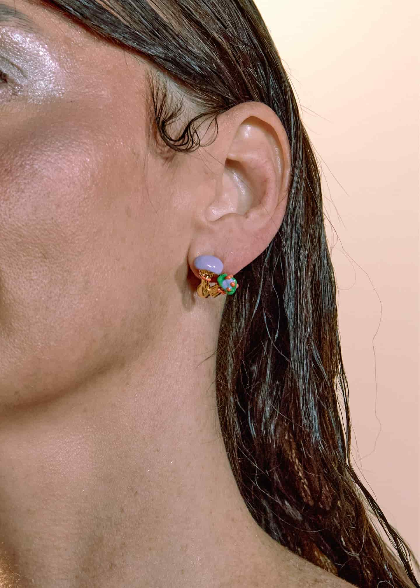 Aretes Seta y setica Azul rosa - miniatura 3