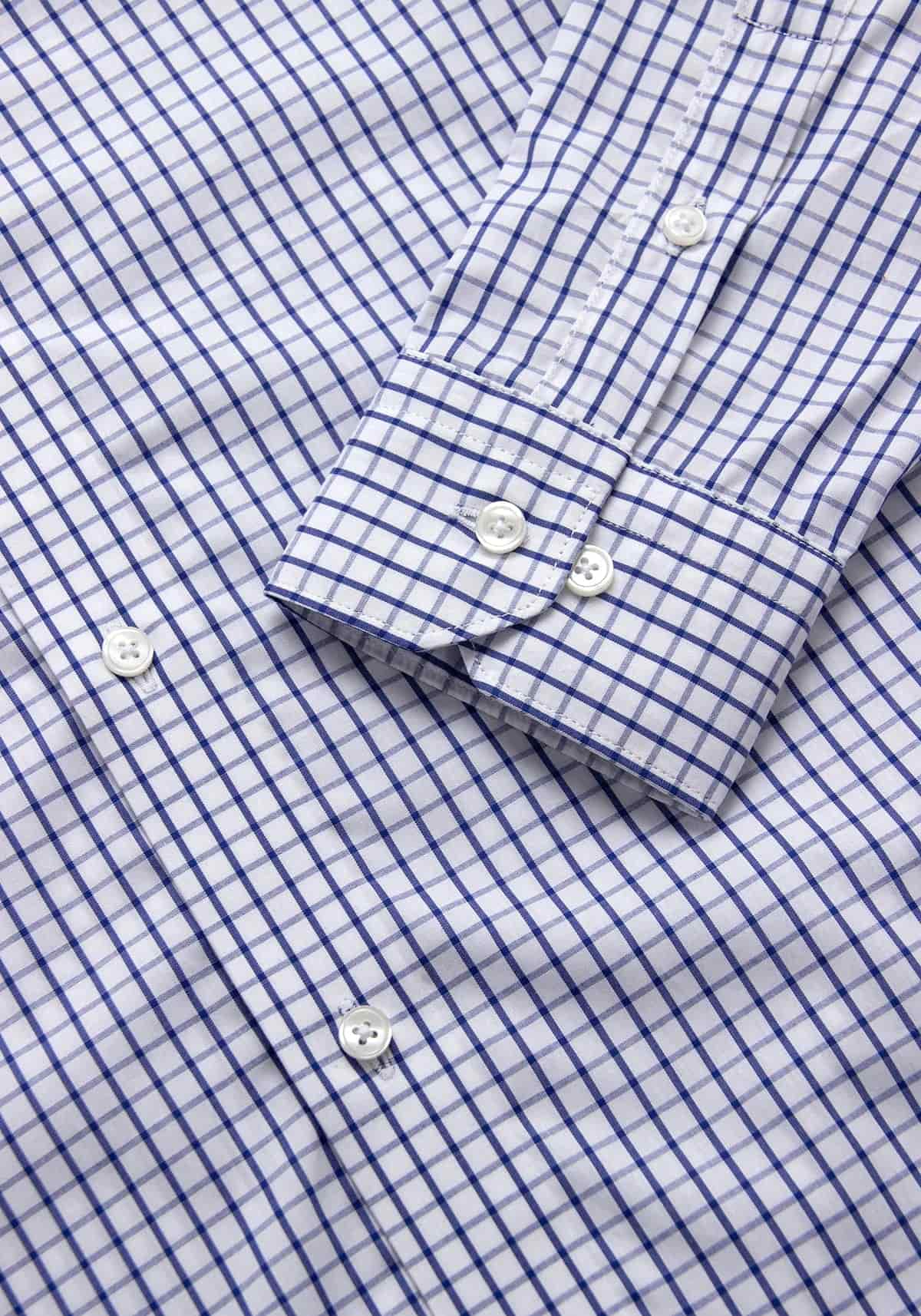 Camisa Popelín Cuadro Ventana Algodón Azul Tinta - miniatura 3