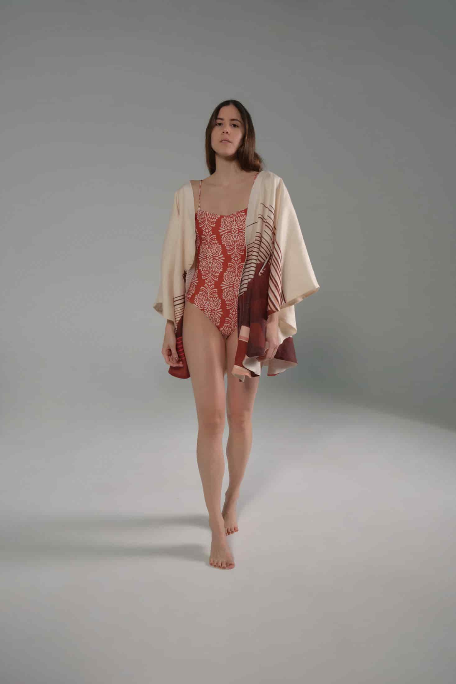 Las Balsas One Piece / Red Arabesque - Orange Stripes - miniatura 2