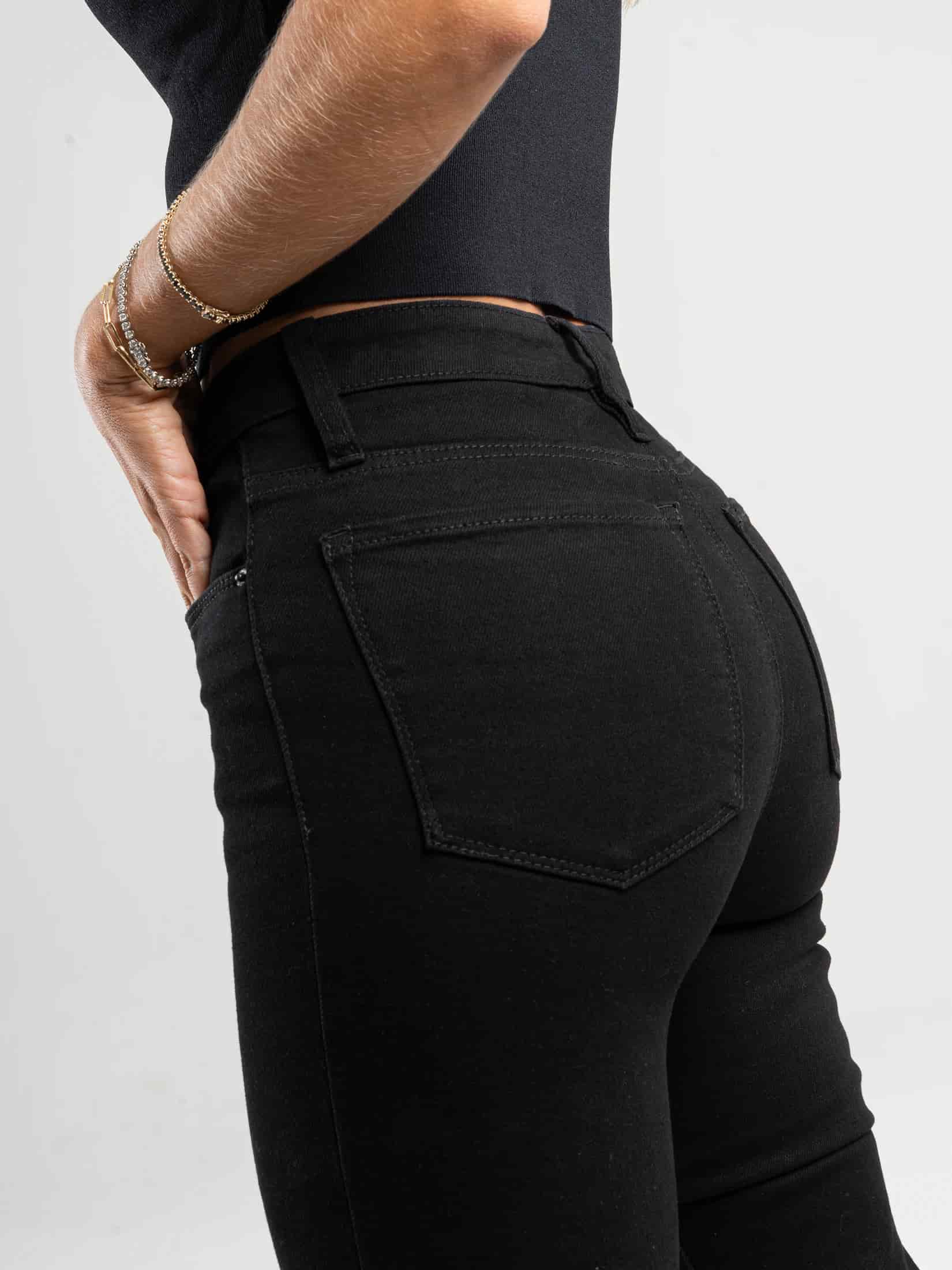 Ref: 064076  Jean skinny stretch, tiro alto, tono negro. - miniatura 2