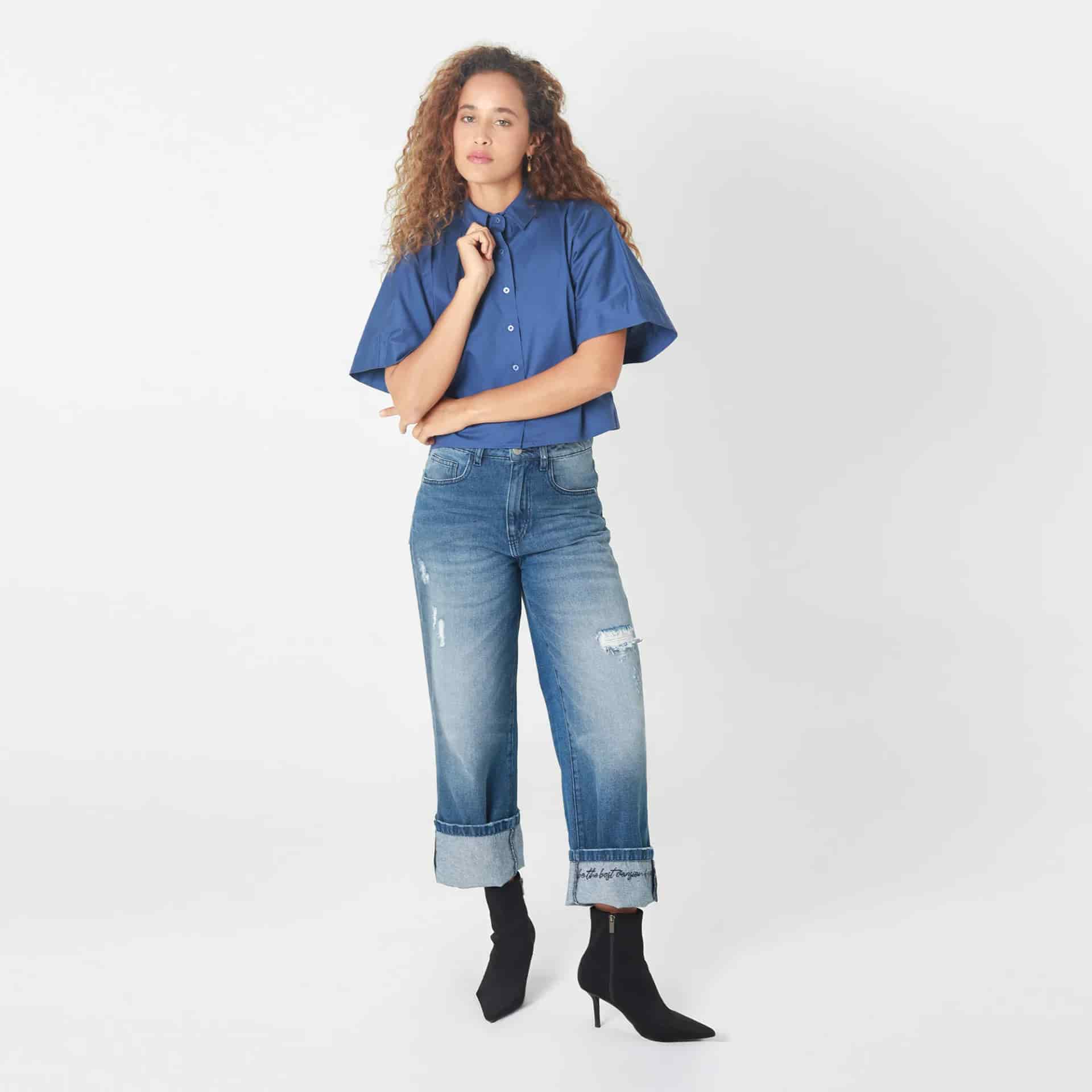Blusa Cuello Camisero Manga Corta - miniatura 2