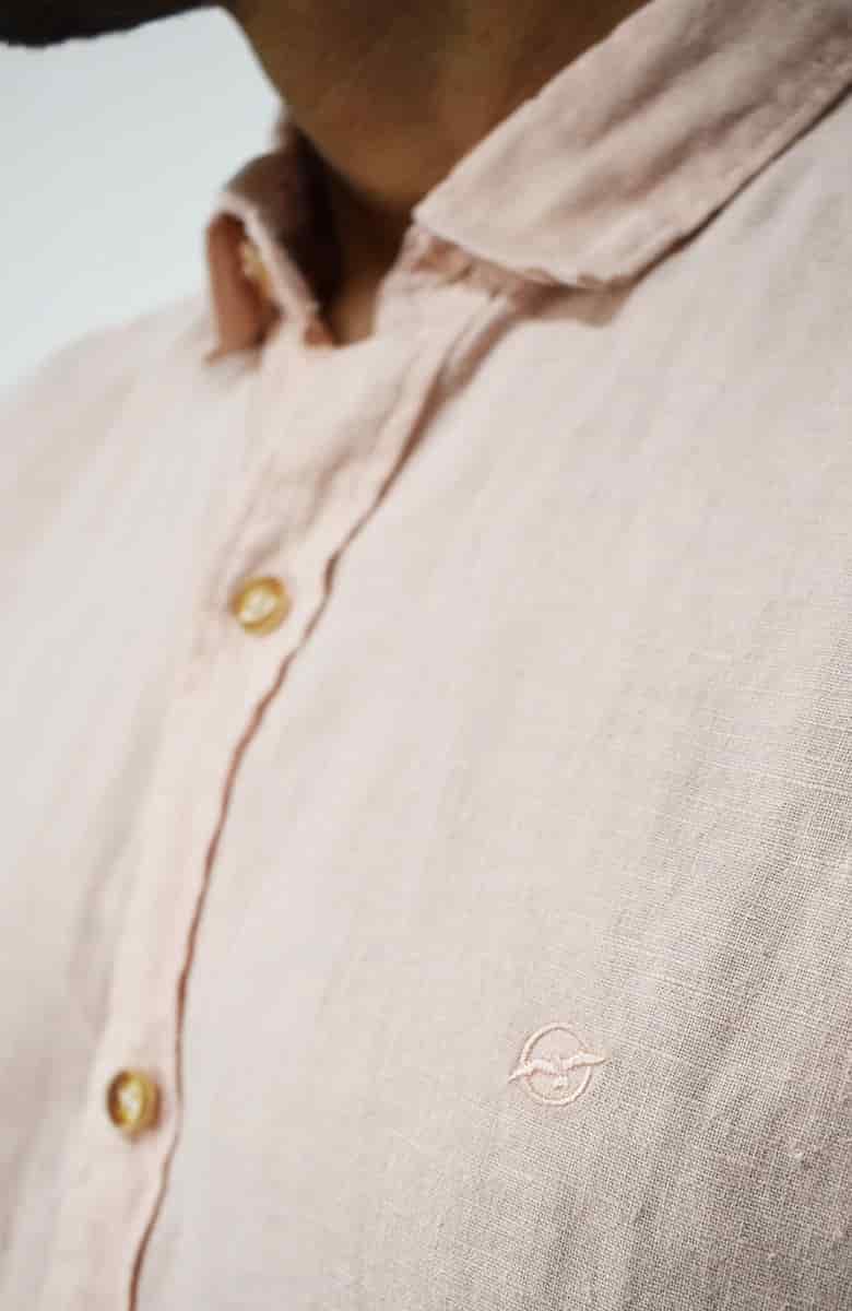 Camisa manga larga Lino Rosada para Hombre - miniatura 2