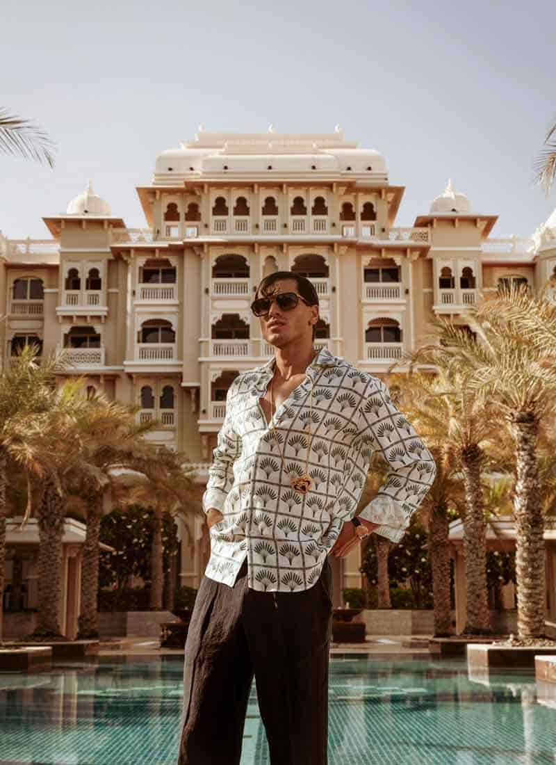 Men's linen shirt navy palmar - miniatura 3