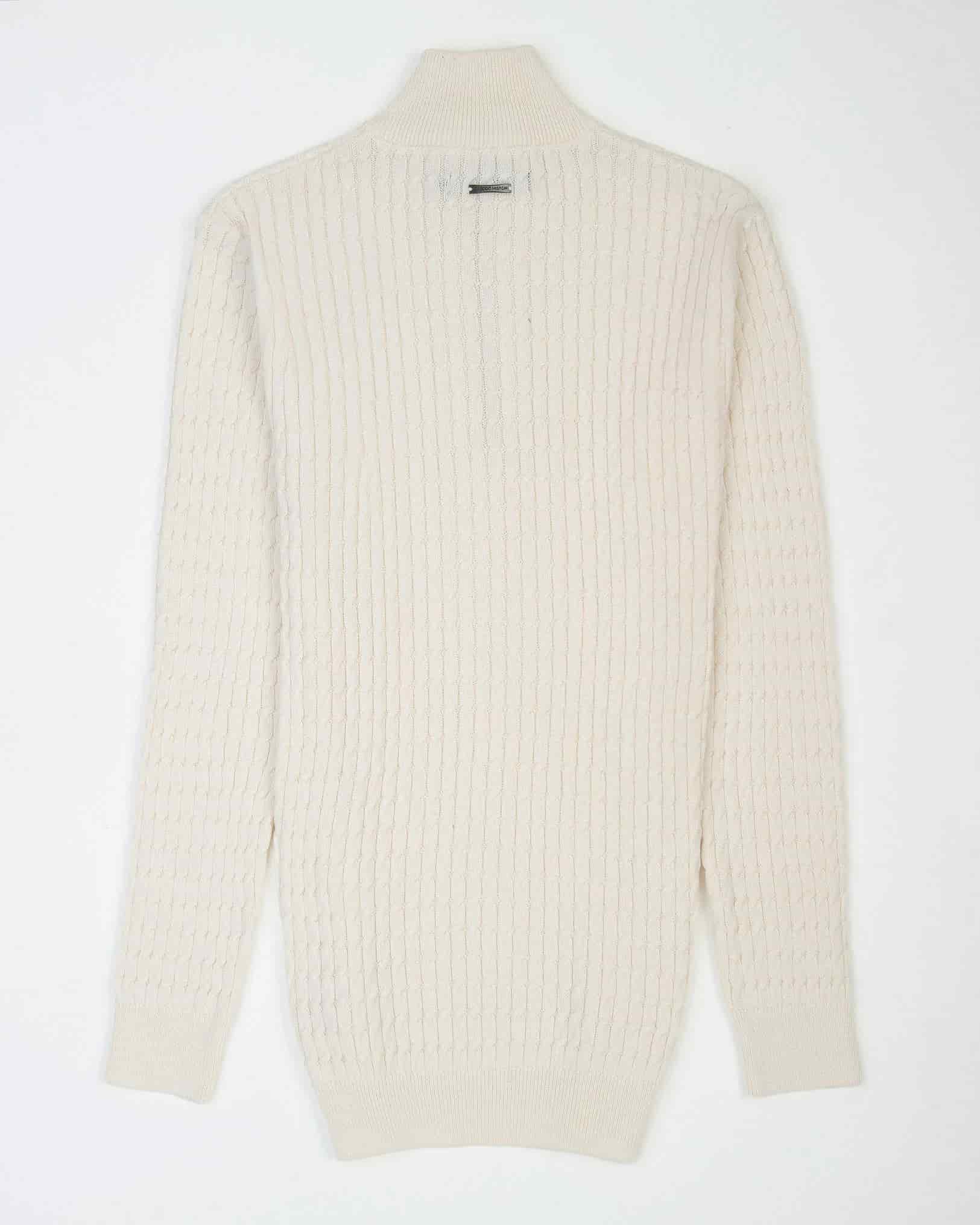 Saco Trenzado Half Zip Algodón Crema - miniatura 8