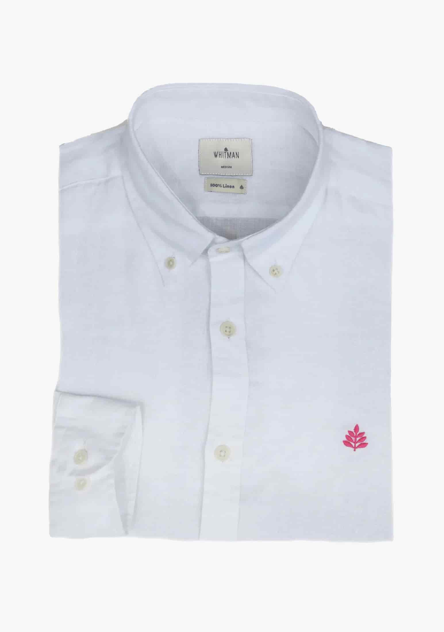 Camisa Lino Cuello Button Down Blanco - miniatura 4