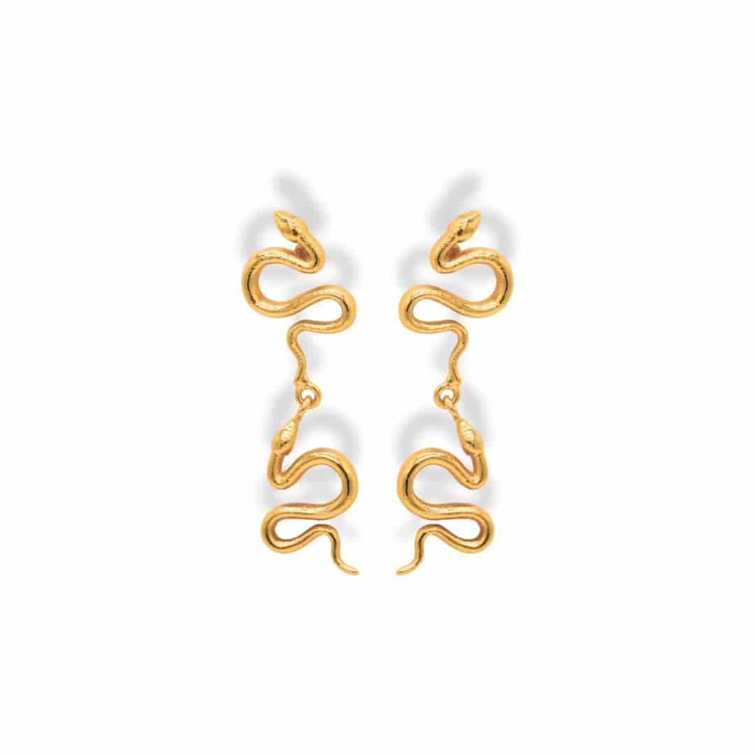 Aretes largos con serpiente grande - miniatura 2