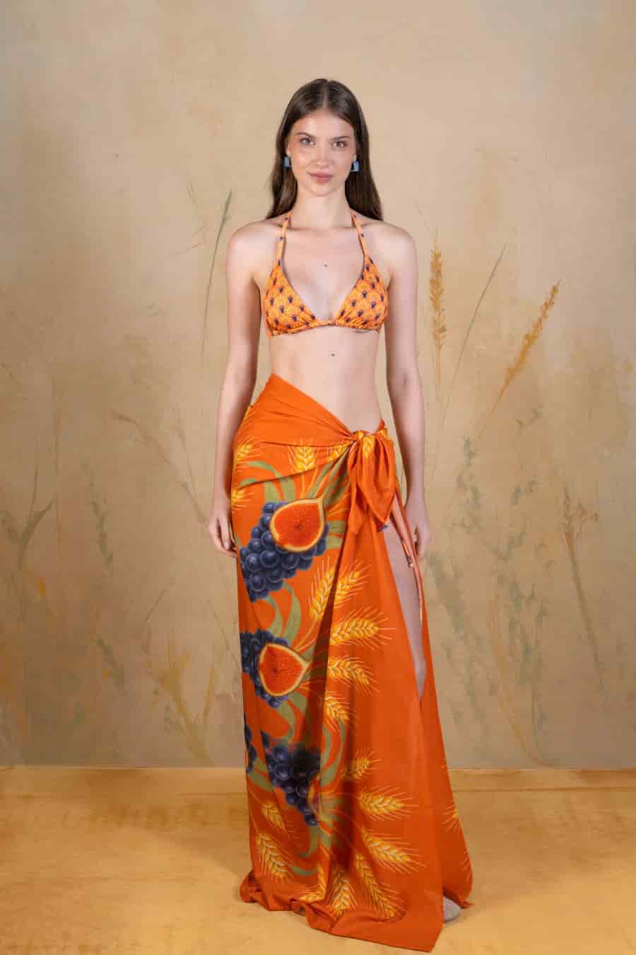Women's Annona long cotton sarong terracotta - miniatura 1