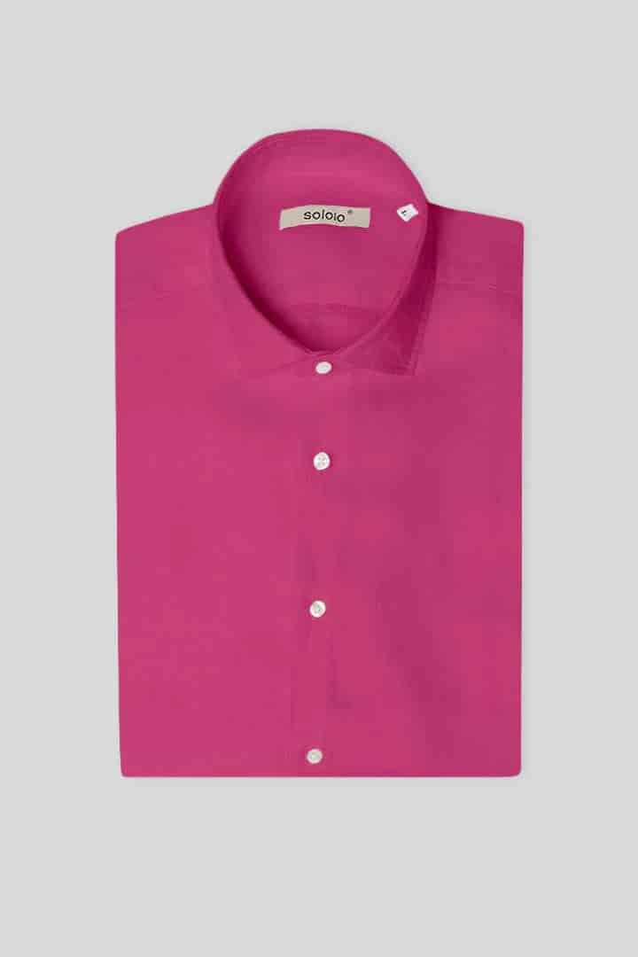 Men's linen shirt fuchsia purple - miniatura 3