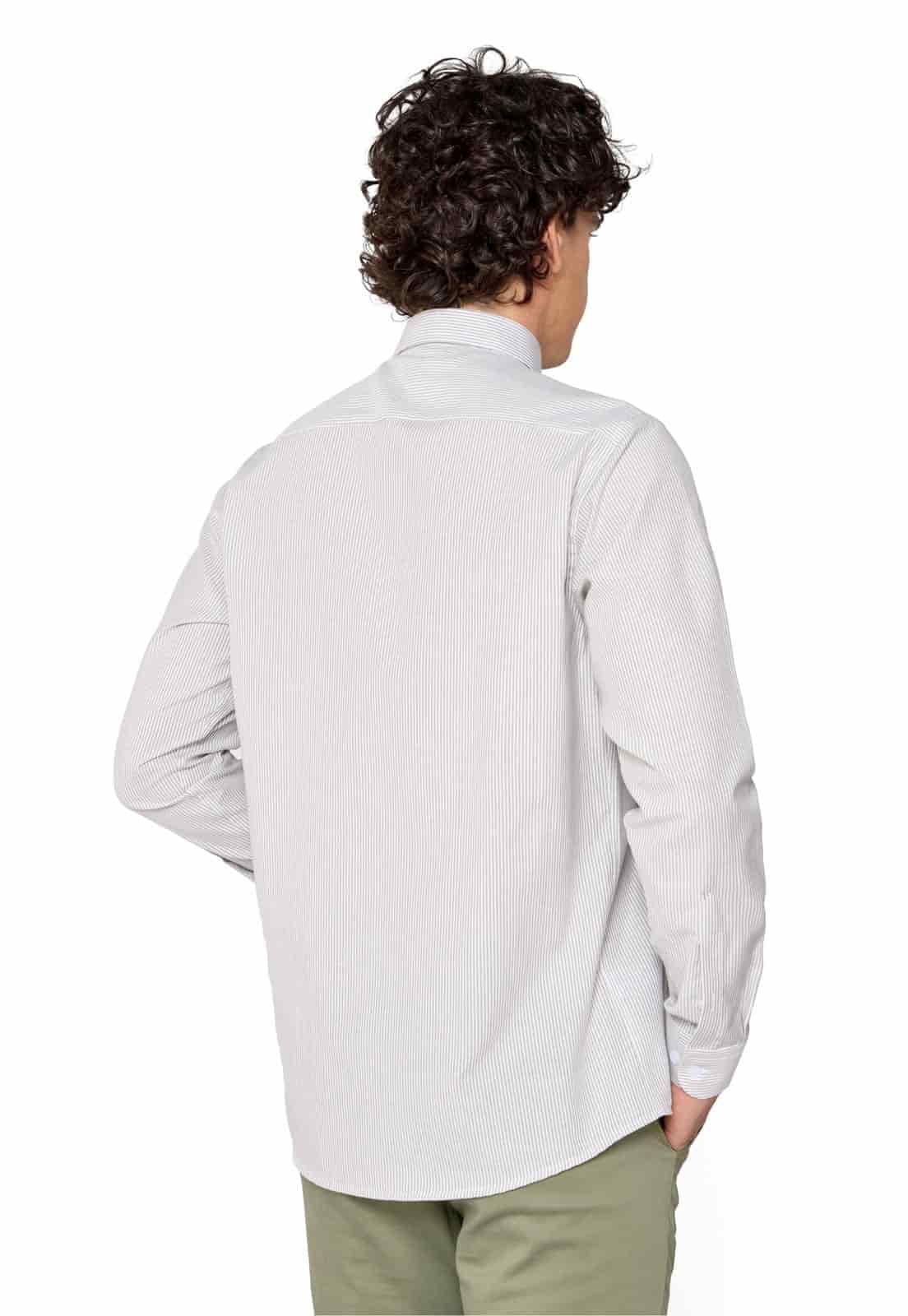 Camisa Manga Larga Oxford Rayas Grises - miniatura 3
