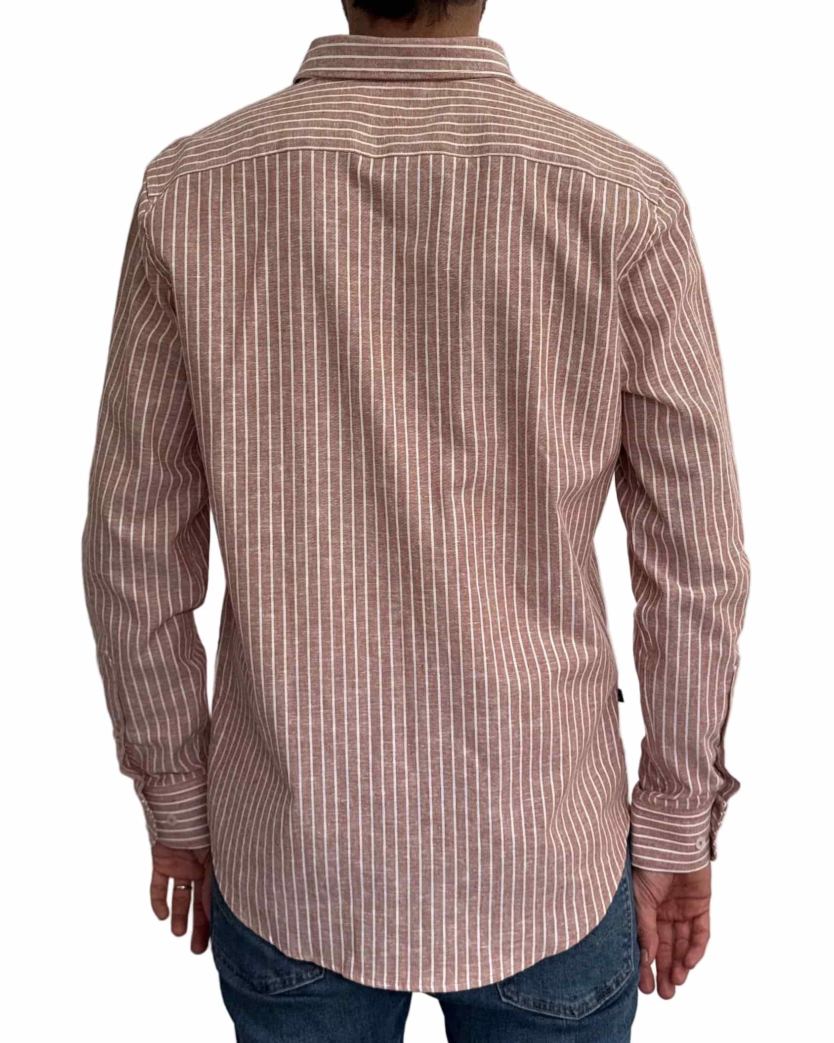 Camisa de Lino Arena y Rayas Blancas - miniatura 4