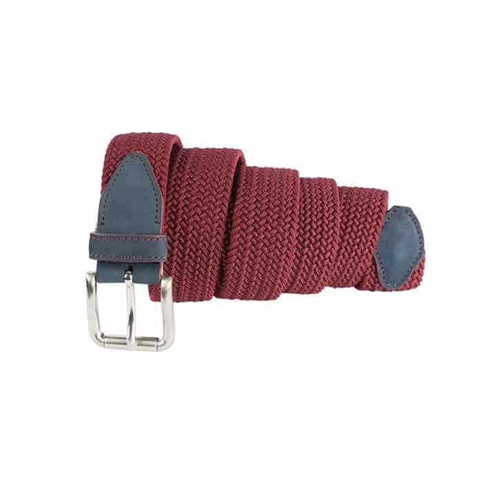 Men's braided elastic burdeos belt - miniatura 3