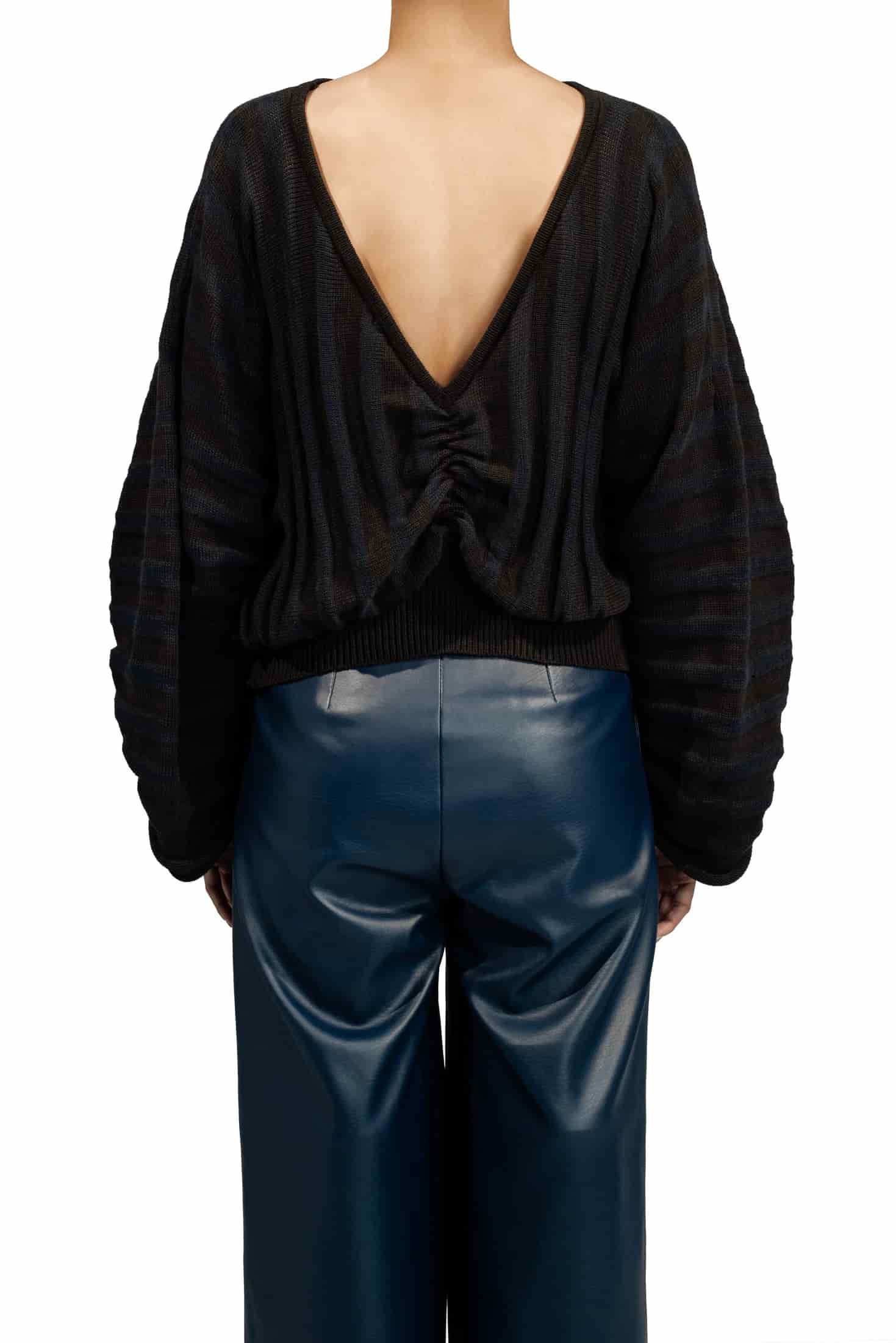 TWO TONE KNITTED RIBBED SWEATER - miniatura 3
