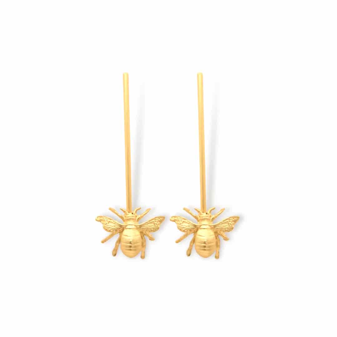 Aretes largos con abeja pequeña - miniatura 1