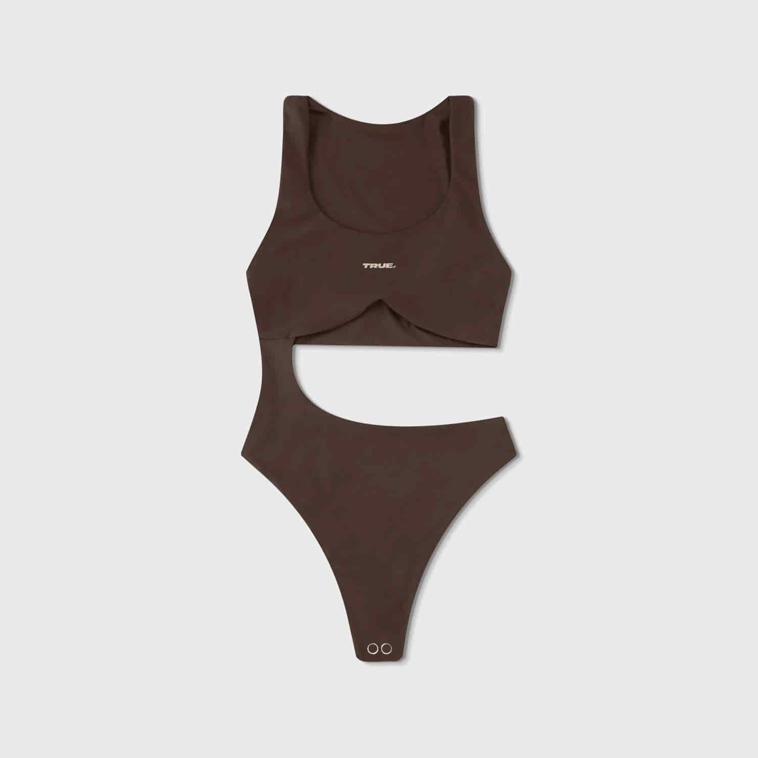 Bold-Cut Asymmetric Bodysuit - Brown - miniatura 1