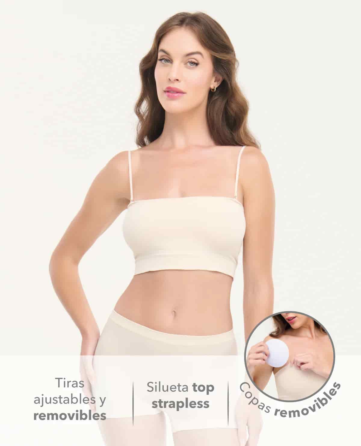 Top Seamless | 2 en 1 | Copas Removibles | Tiras Ajustables y Removibles - miniatura 5
