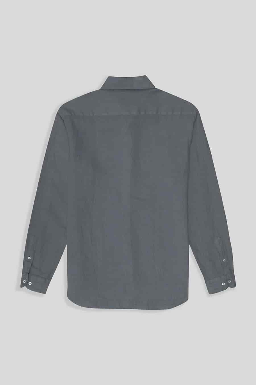Men's linen shirt grey basic - miniatura 3