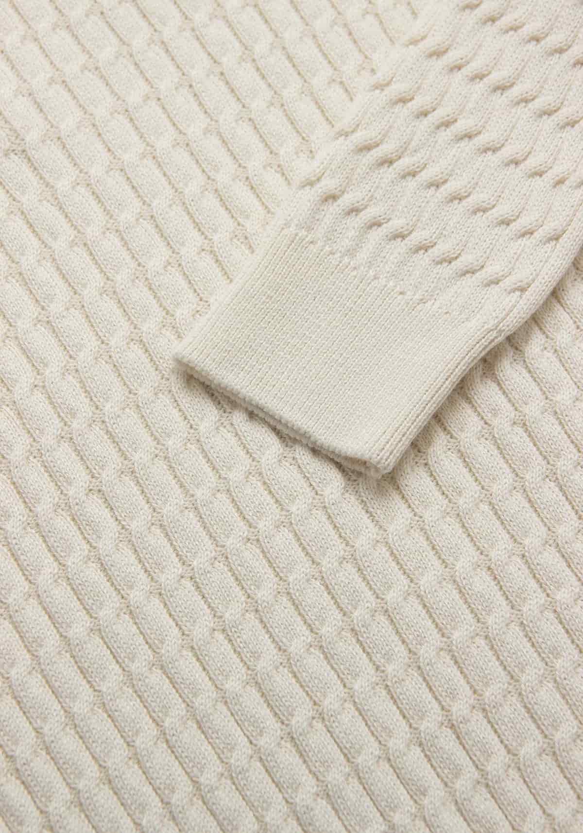 Saco Trenzado Half Zip Algodón Crema - miniatura 3