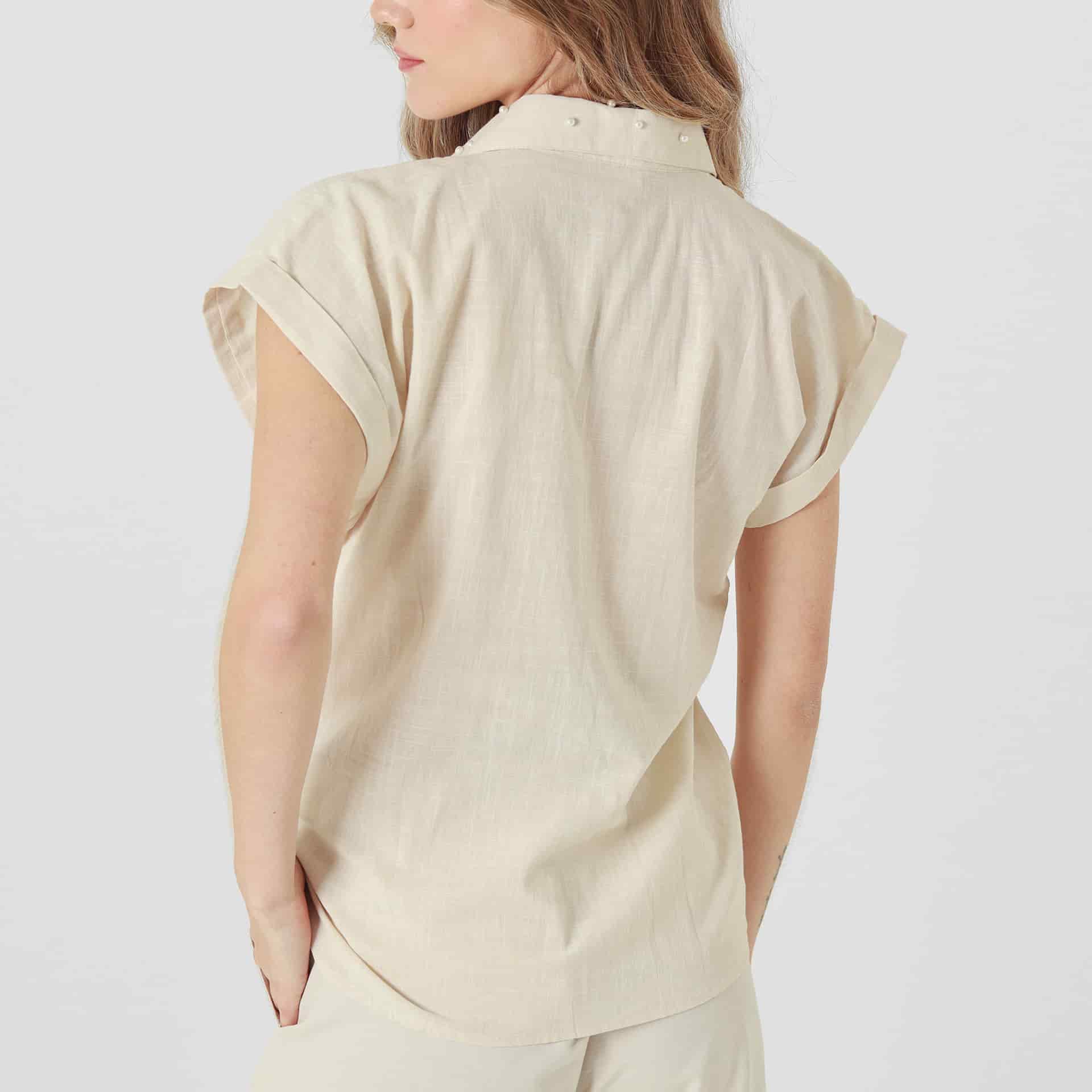 Blusa Cuello Camisero Manga Corta - miniatura 2