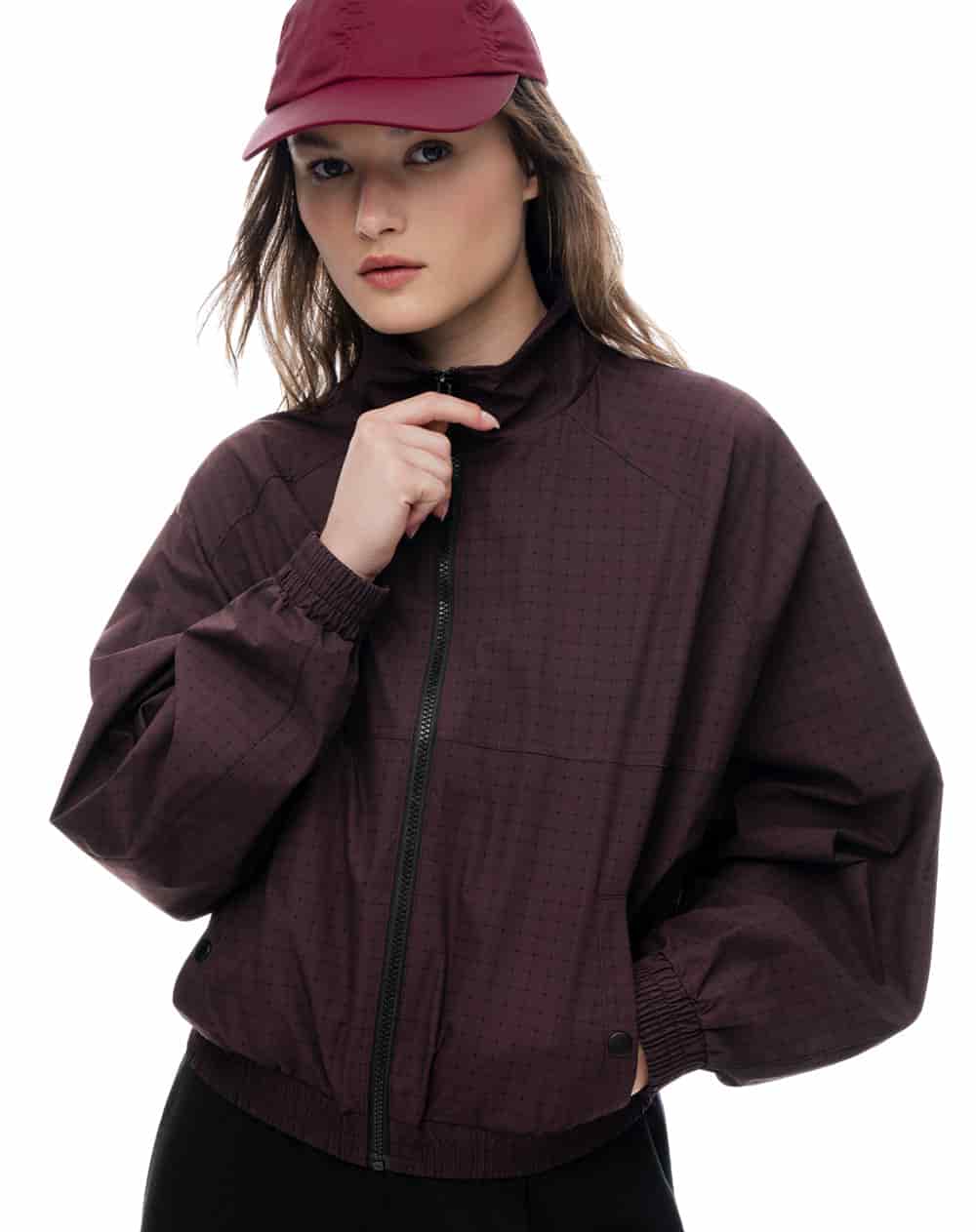 Chaqueta regular sin capucha morado estampado mujer - miniatura 1