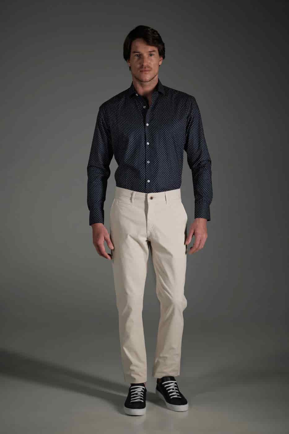 Camisa Classic Algodón Azul Oscuro Mini Print - miniatura 2