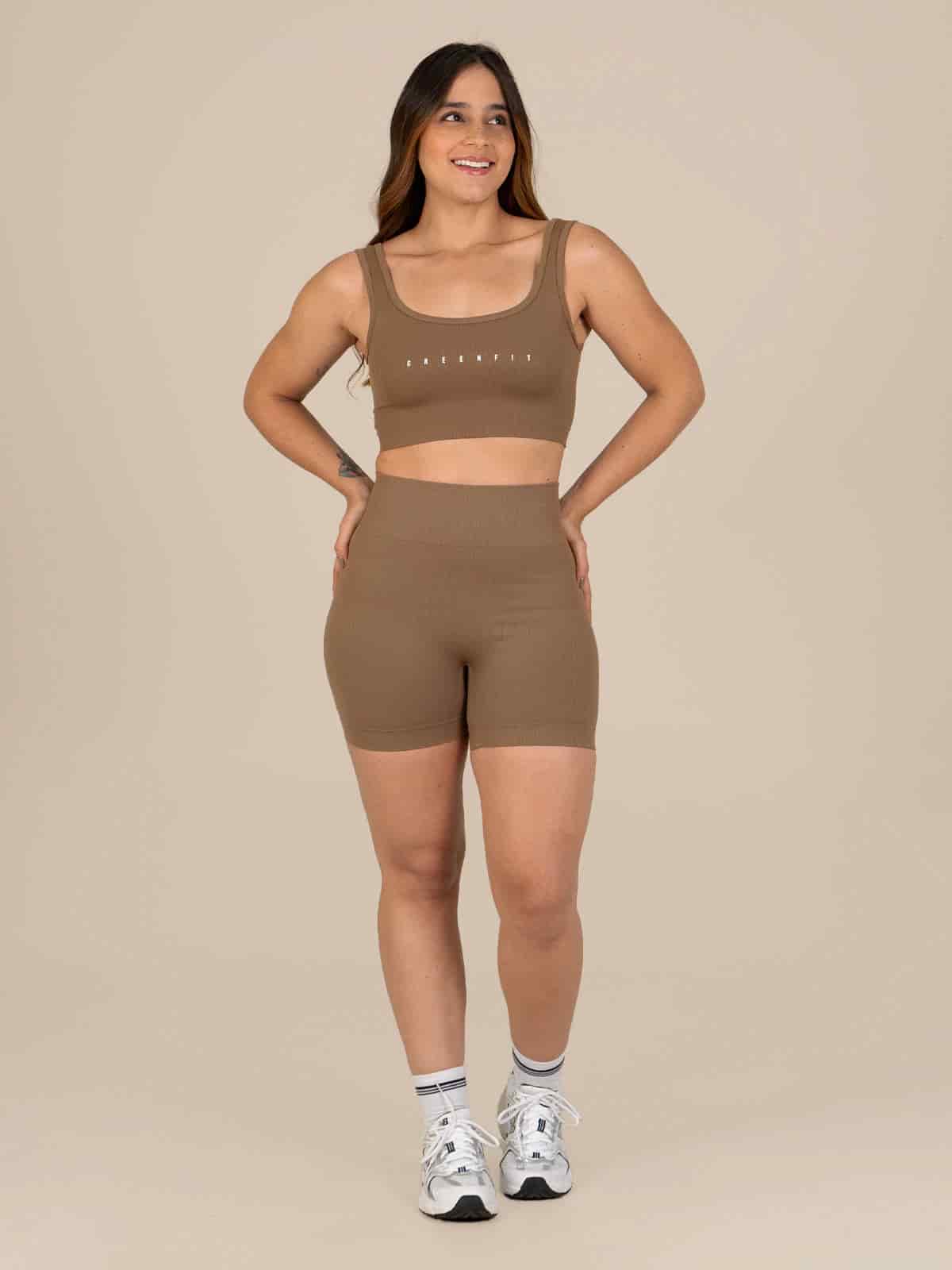 Ela short set seamless cafe claro - miniatura 1
