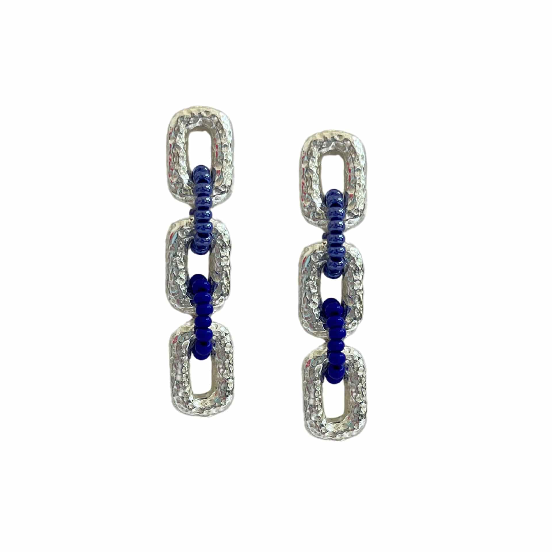 Connected Mini Link Beaded Earrings - miniatura 7