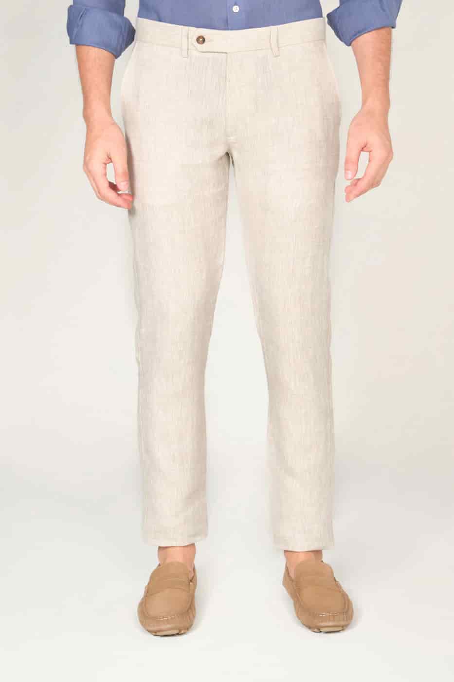 Pantalón Slim Lino Piñacolada Natural - miniatura 3
