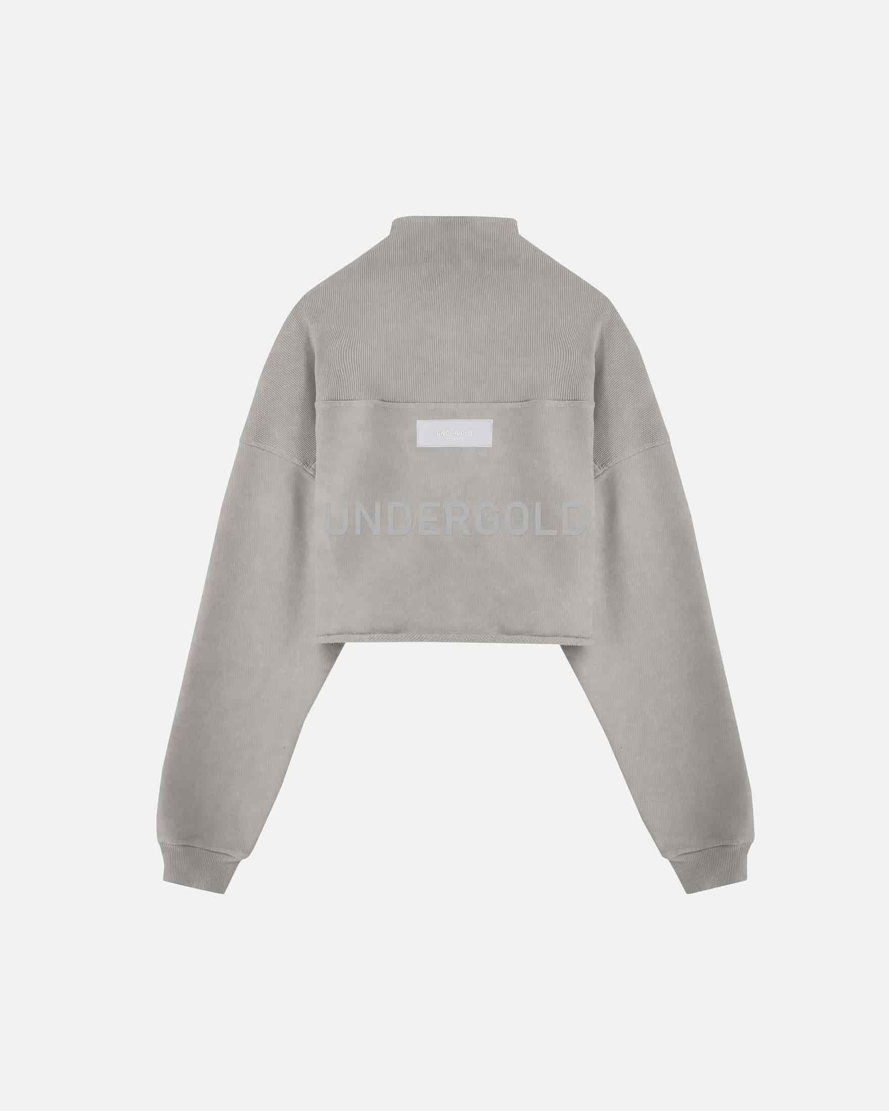 Line Logo Cropped Zip up Crewneck Washed Gray - miniatura 3