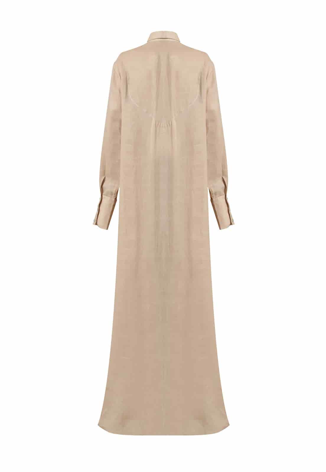ASYMMETRICAL WAVES NECK SHIRT LINEN DRESS - miniatura 3