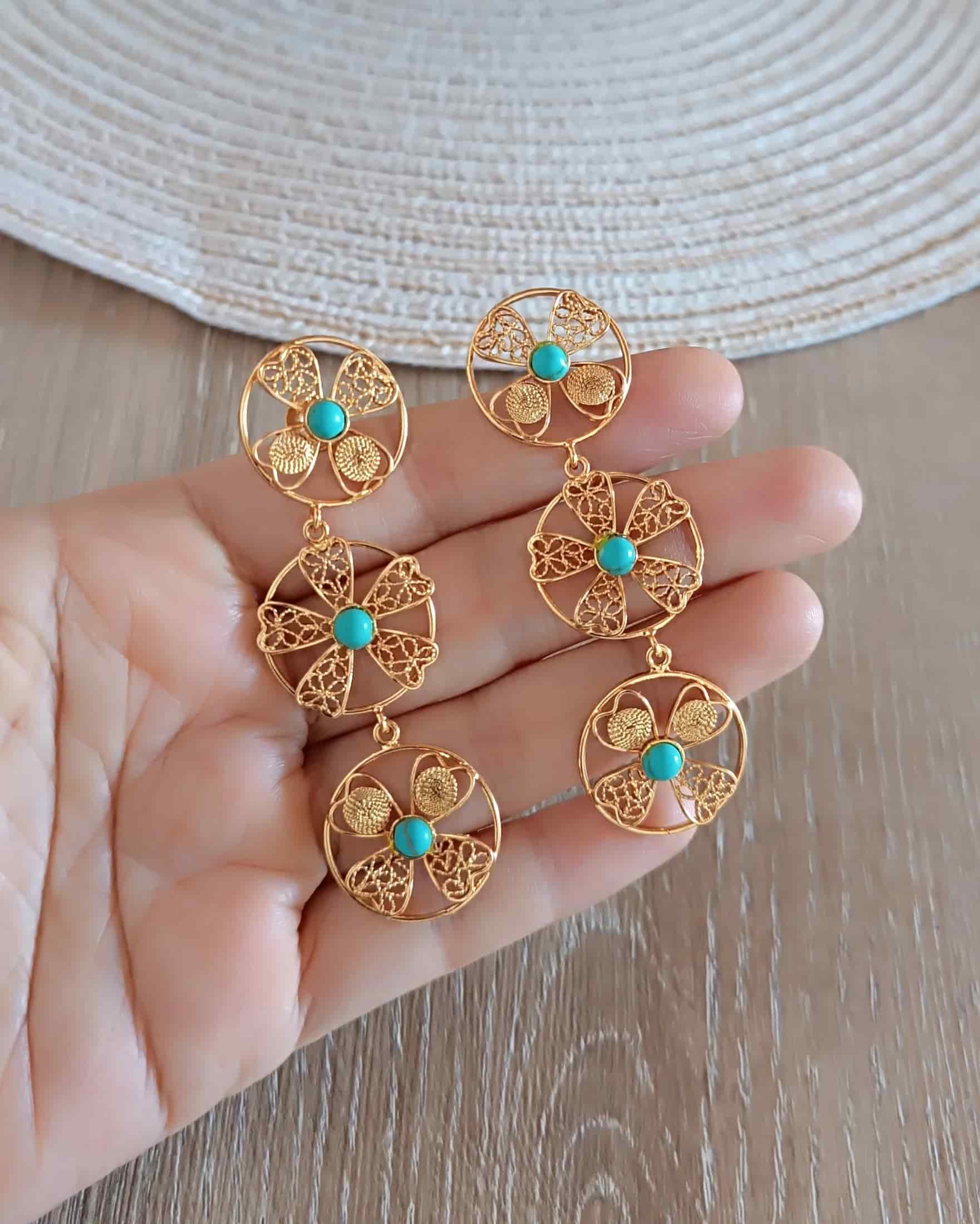 Aretes tripe circulo en filigrana Celina - miniatura 3