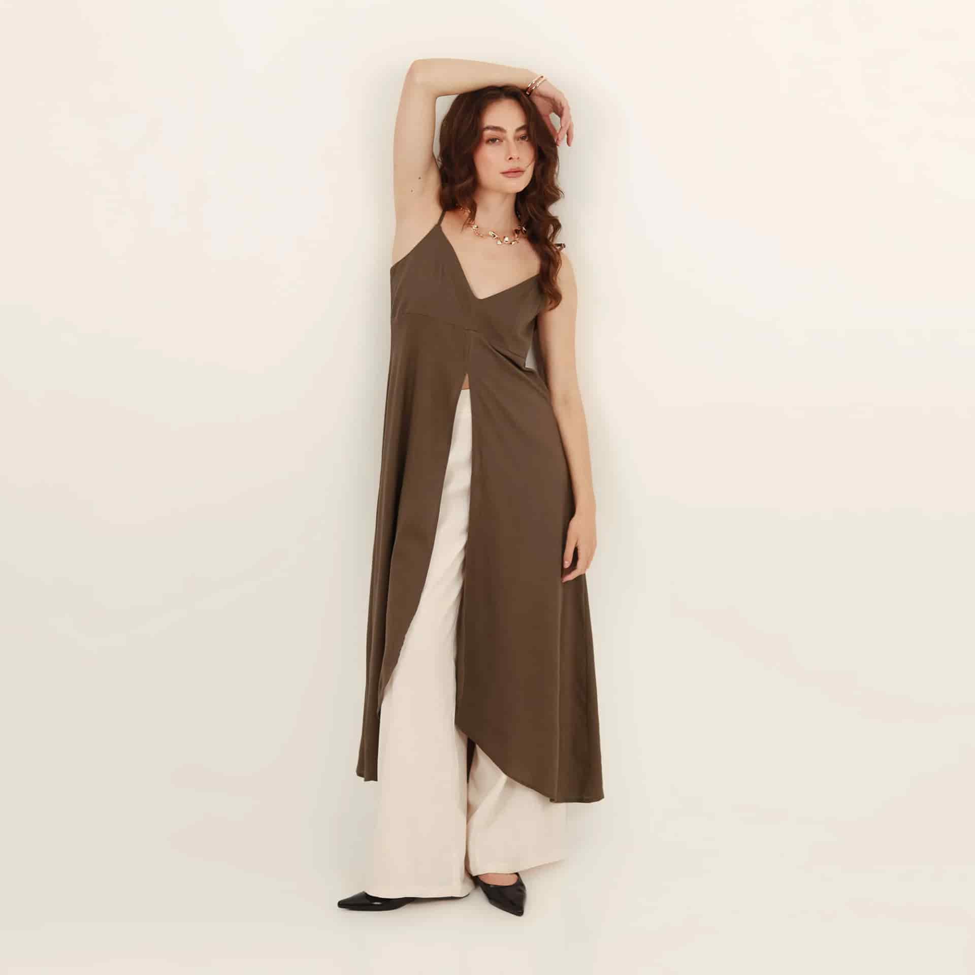 Vestido  Sobretodo Cuello V Manga Sisa - miniatura 4