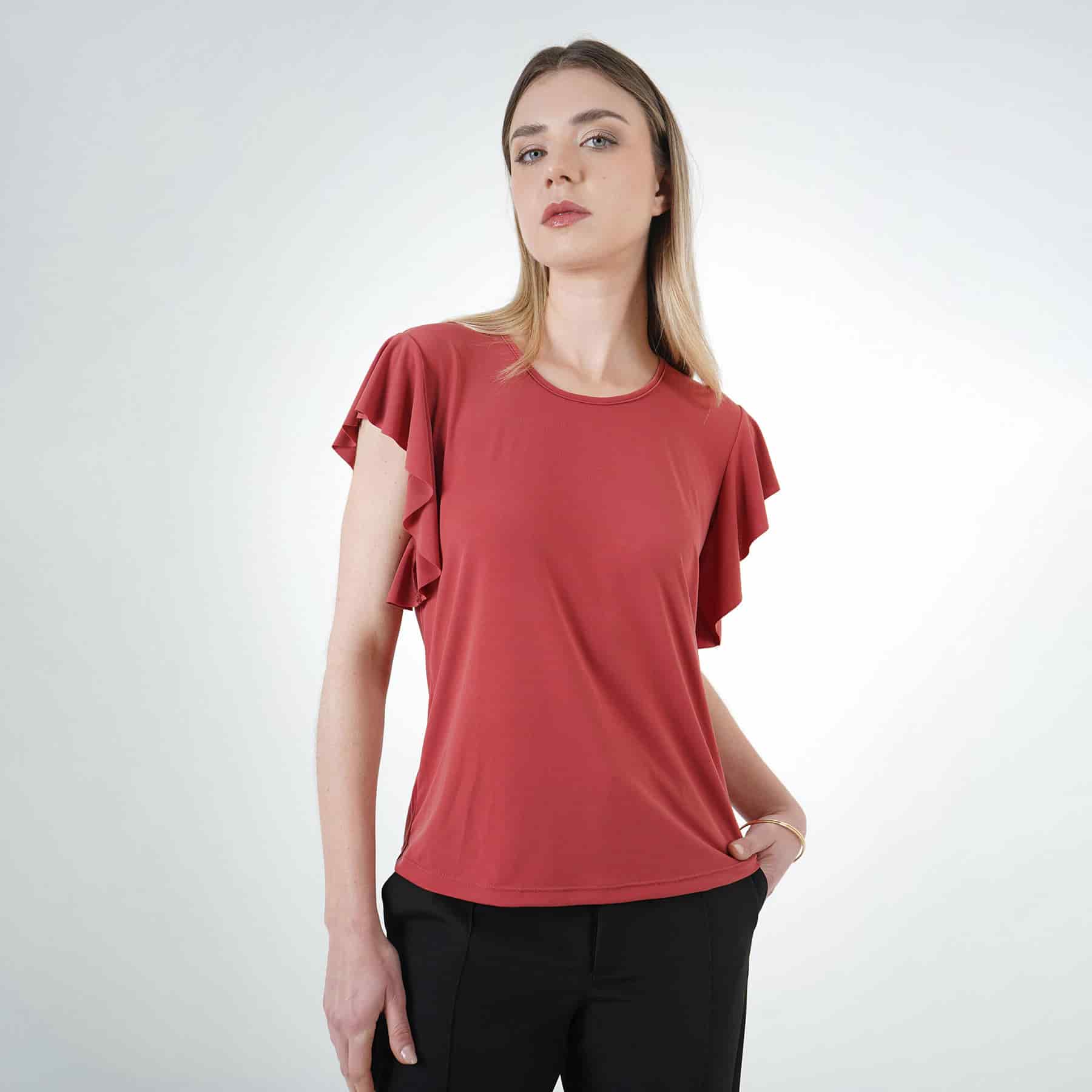 Camiseta top manga bolero corta lazo ajustable espalda cuello - miniatura 3