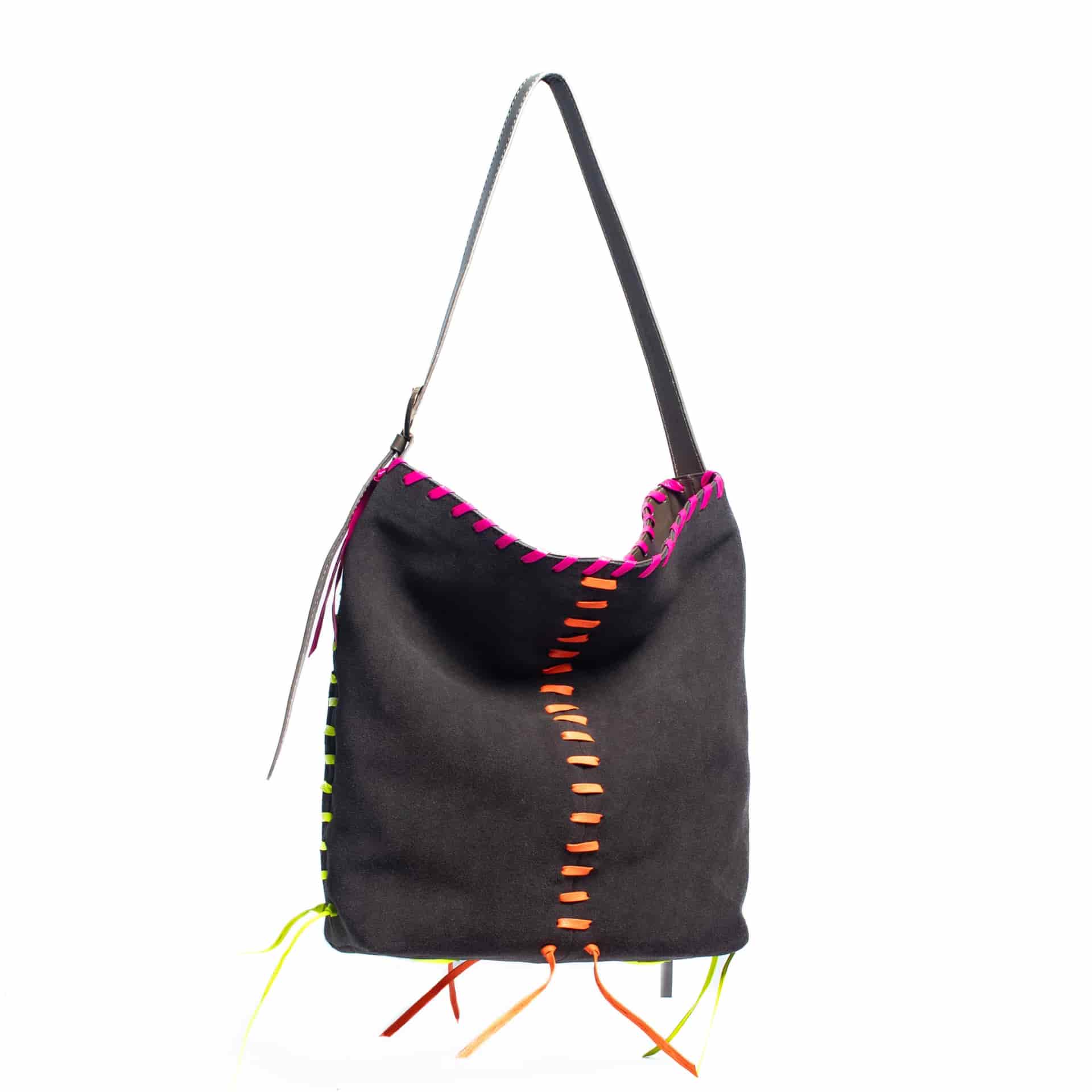 PIÑATA BAG - taupe x cintas en cuero neón - miniatura 1