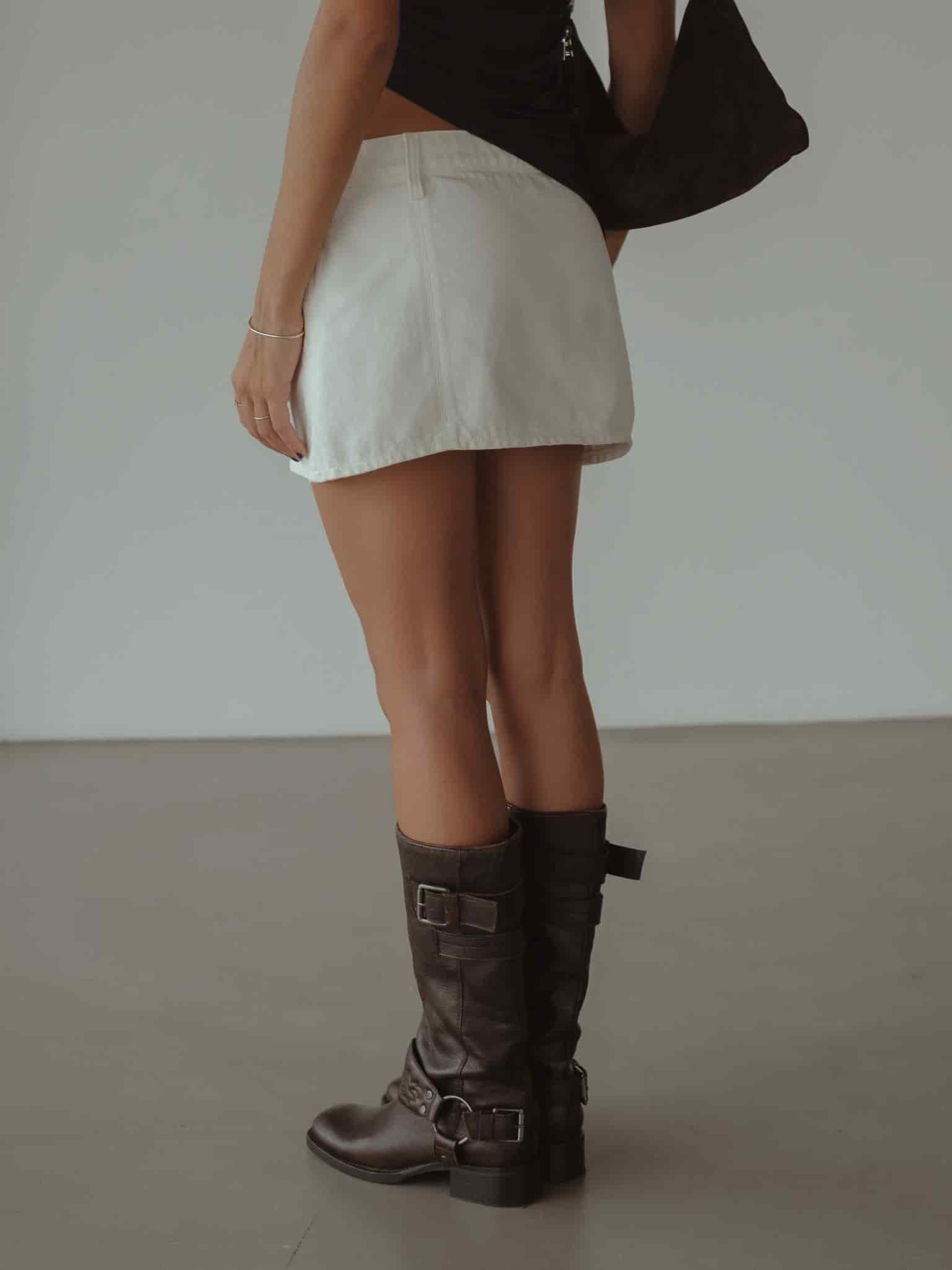 DENIM MINI SKIRT - SOFT WHITE - miniatura 9
