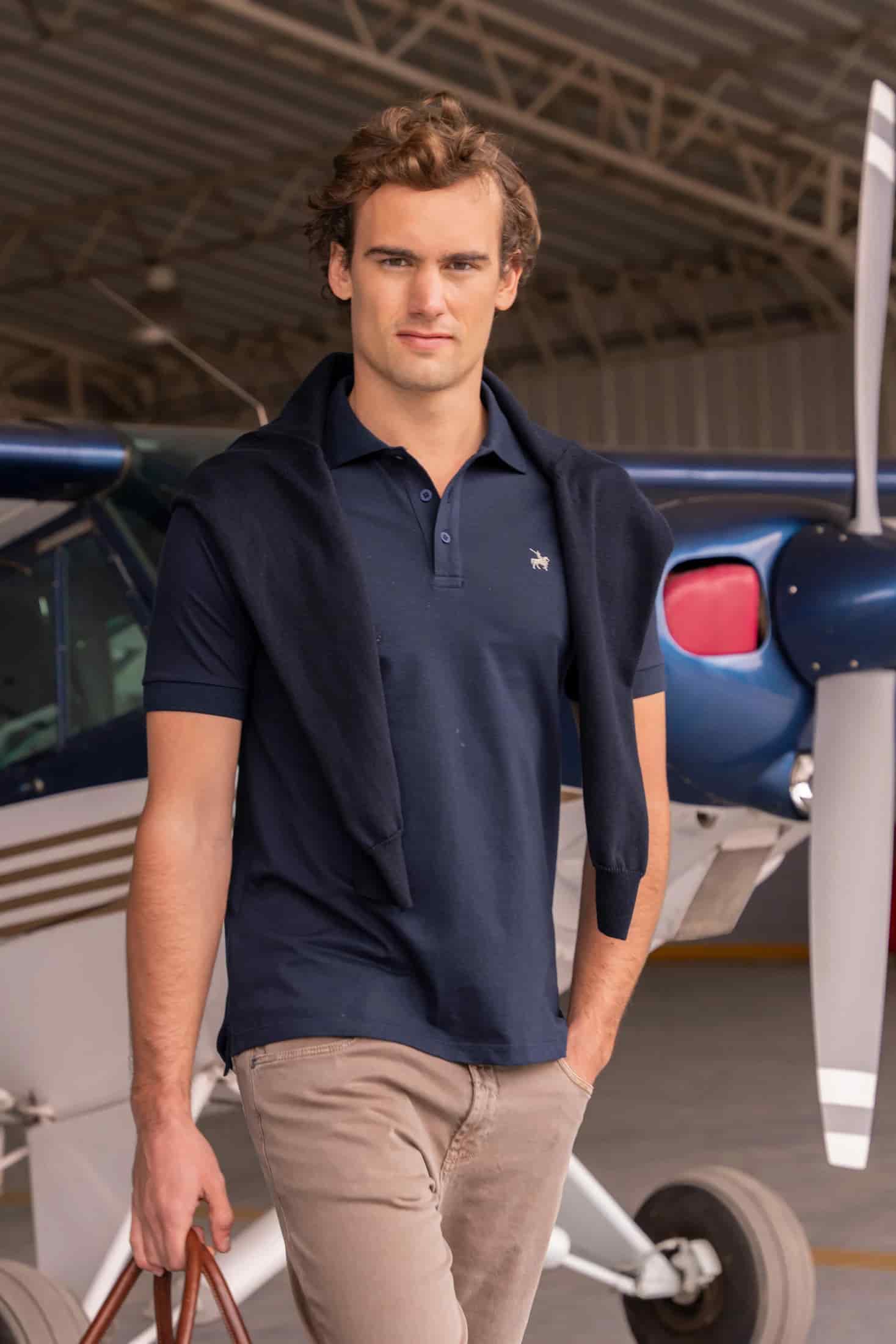 Camiseta Polo Basic Hombre Azul Oscuro - miniatura 1