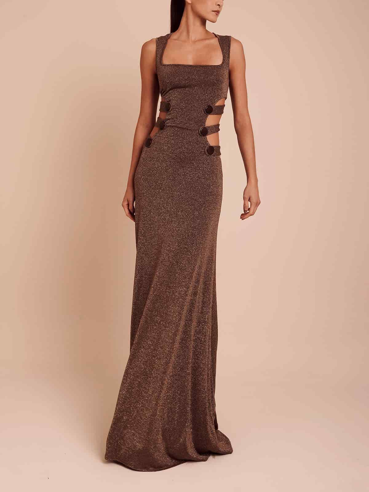 GINEBRA DRESS BRONZE UMBER BROWN - miniatura 2