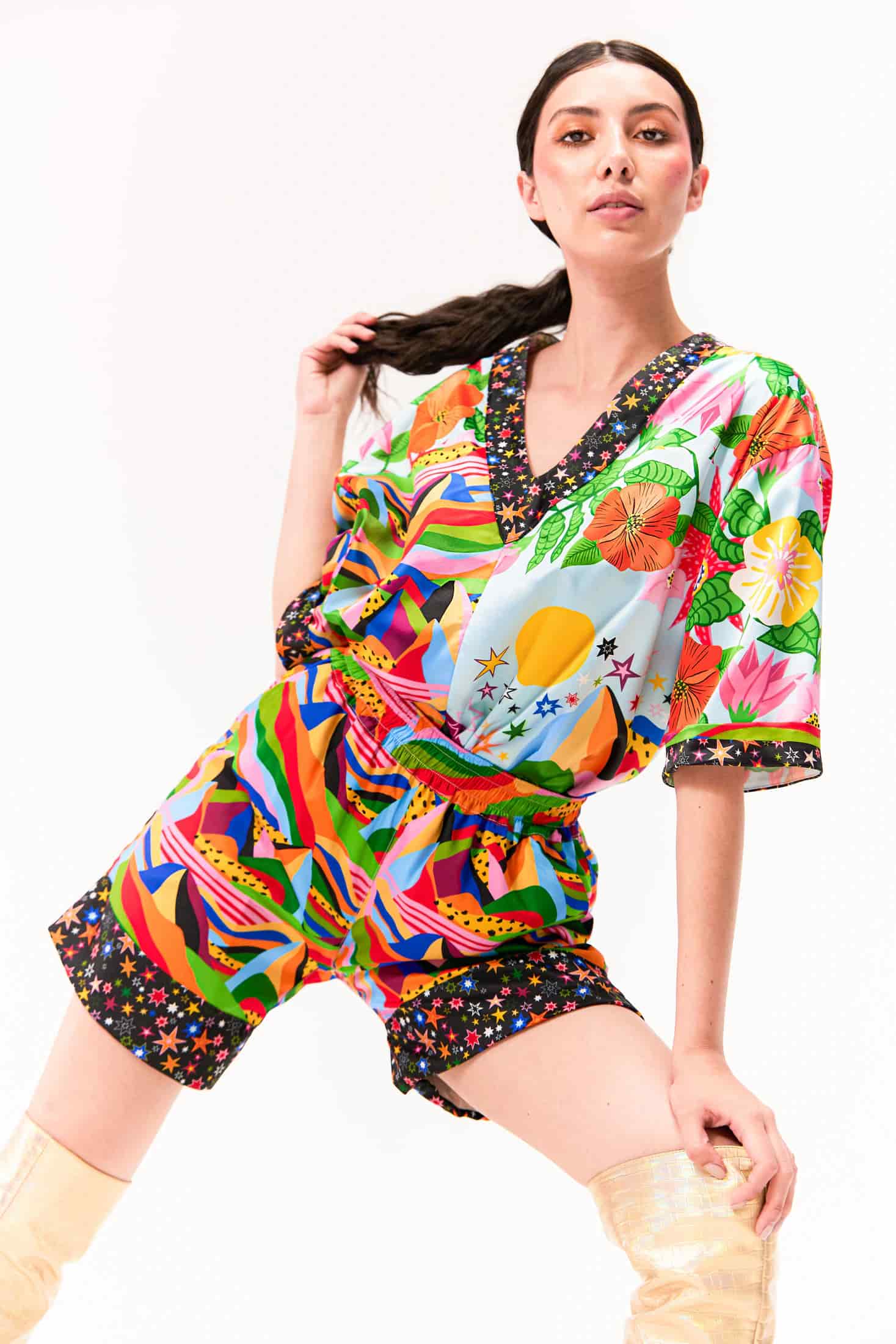 Blusa V Unisex / Estampado Altiplano - miniatura 2