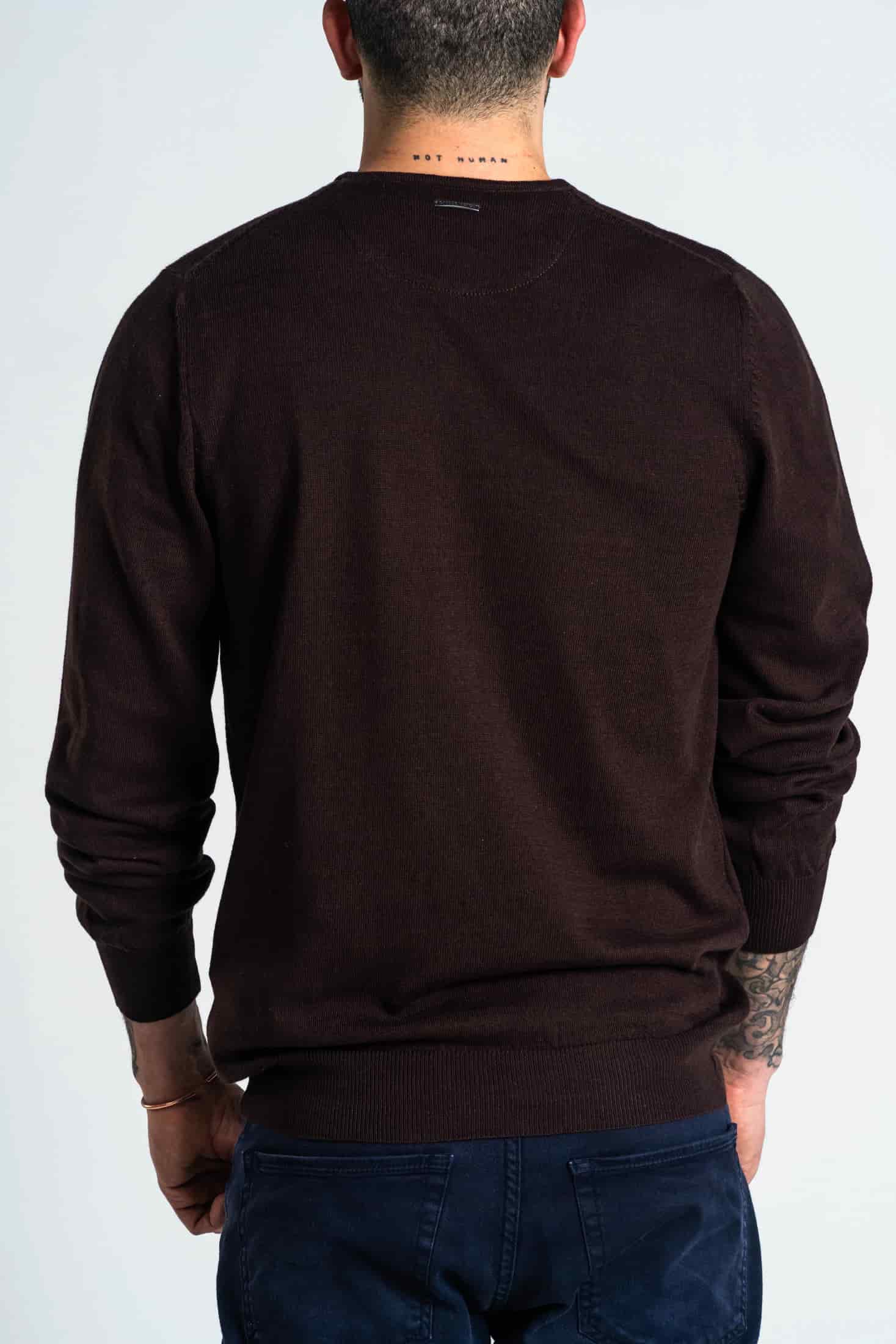 Saco Cuello V Algodón Chocolate - miniatura 4