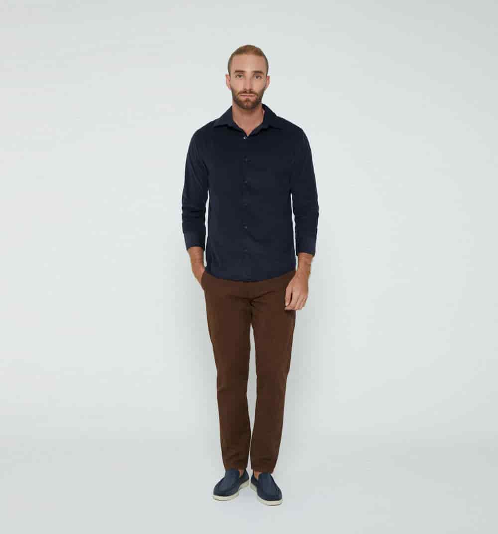 Camisa para hombre  con tela corduroy - miniatura 1