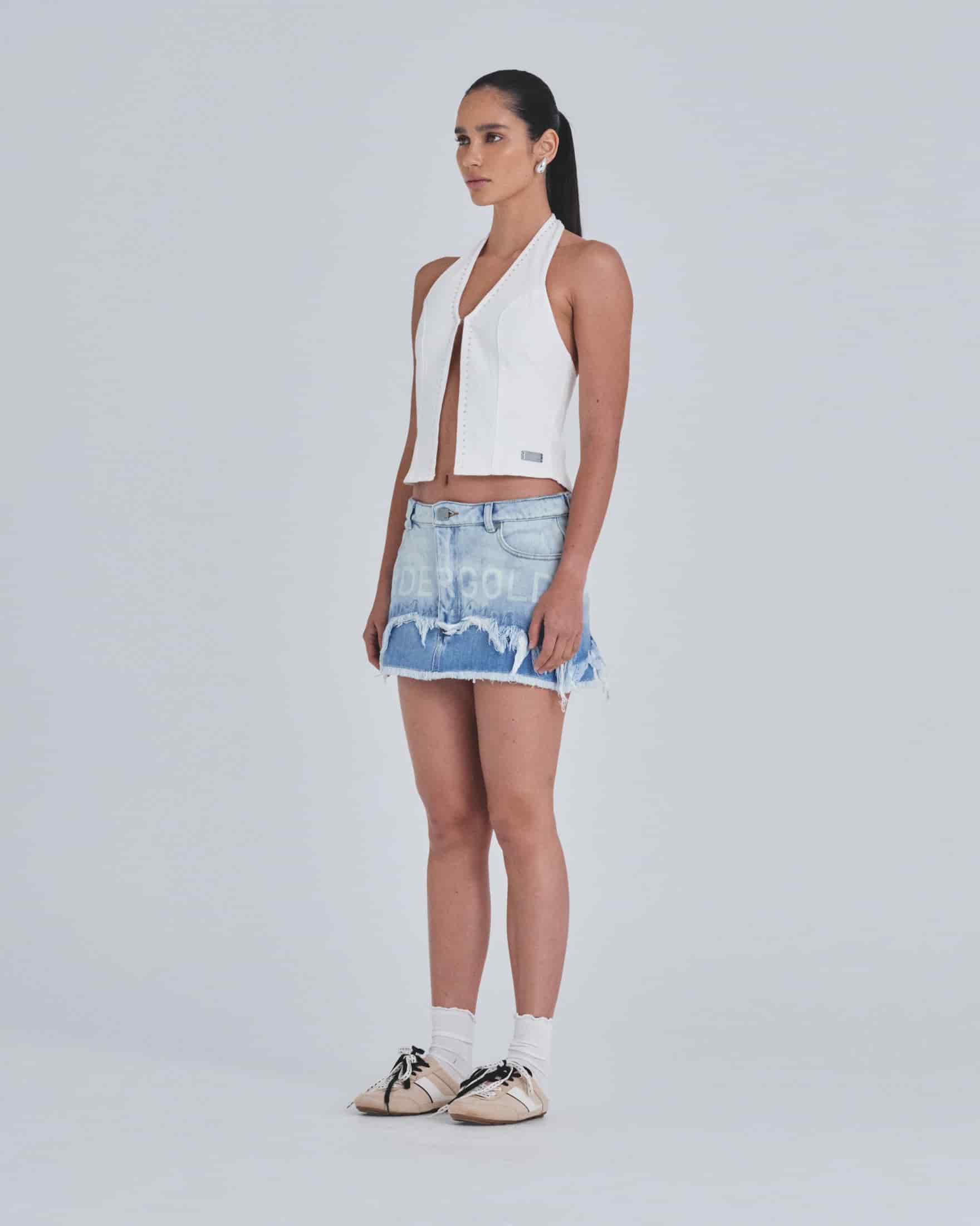 W Basics Rhinestone Top Vest White - miniatura 5
