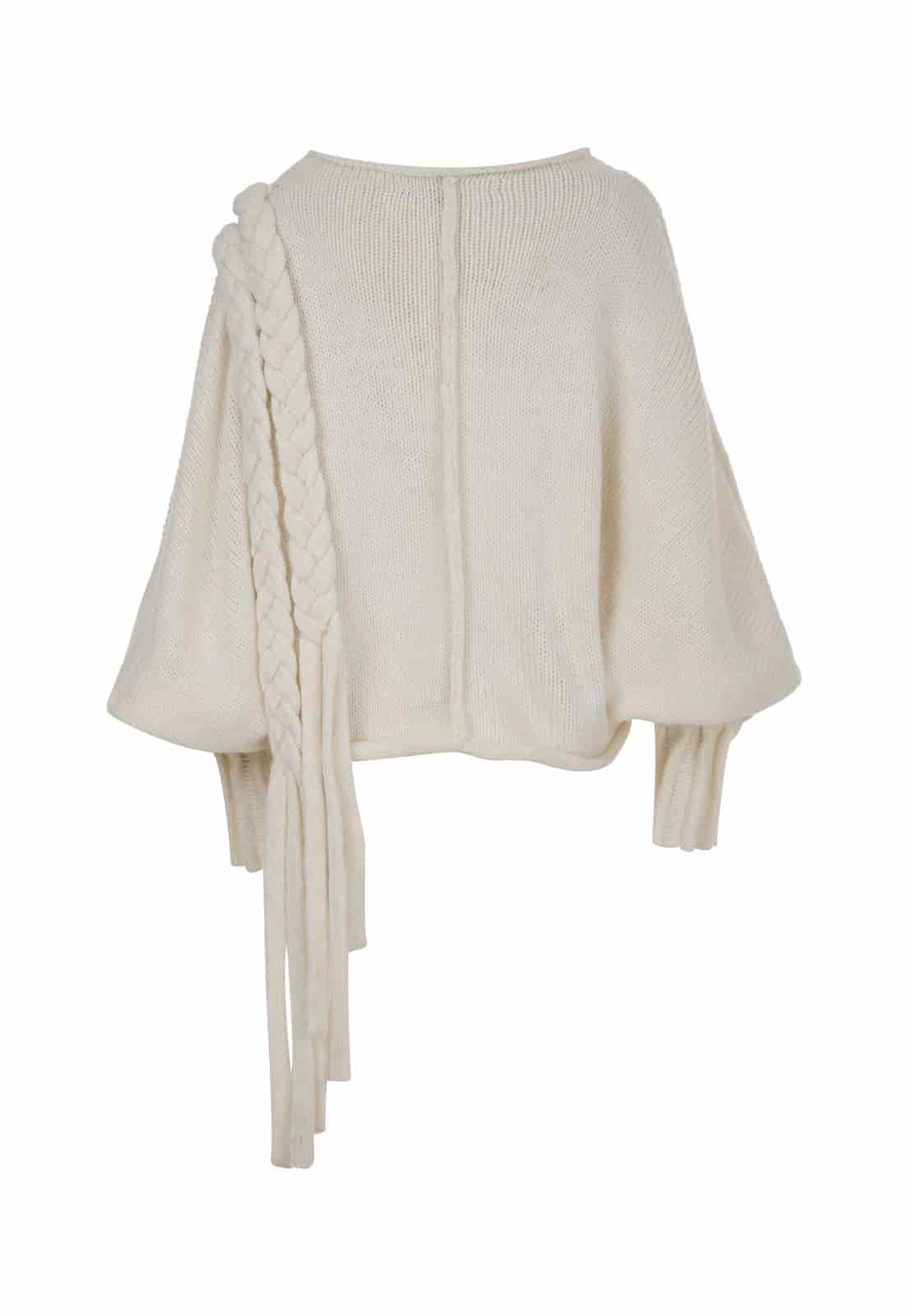 KNITTED SWEATER WITH LONG BRAIDS - miniatura 3