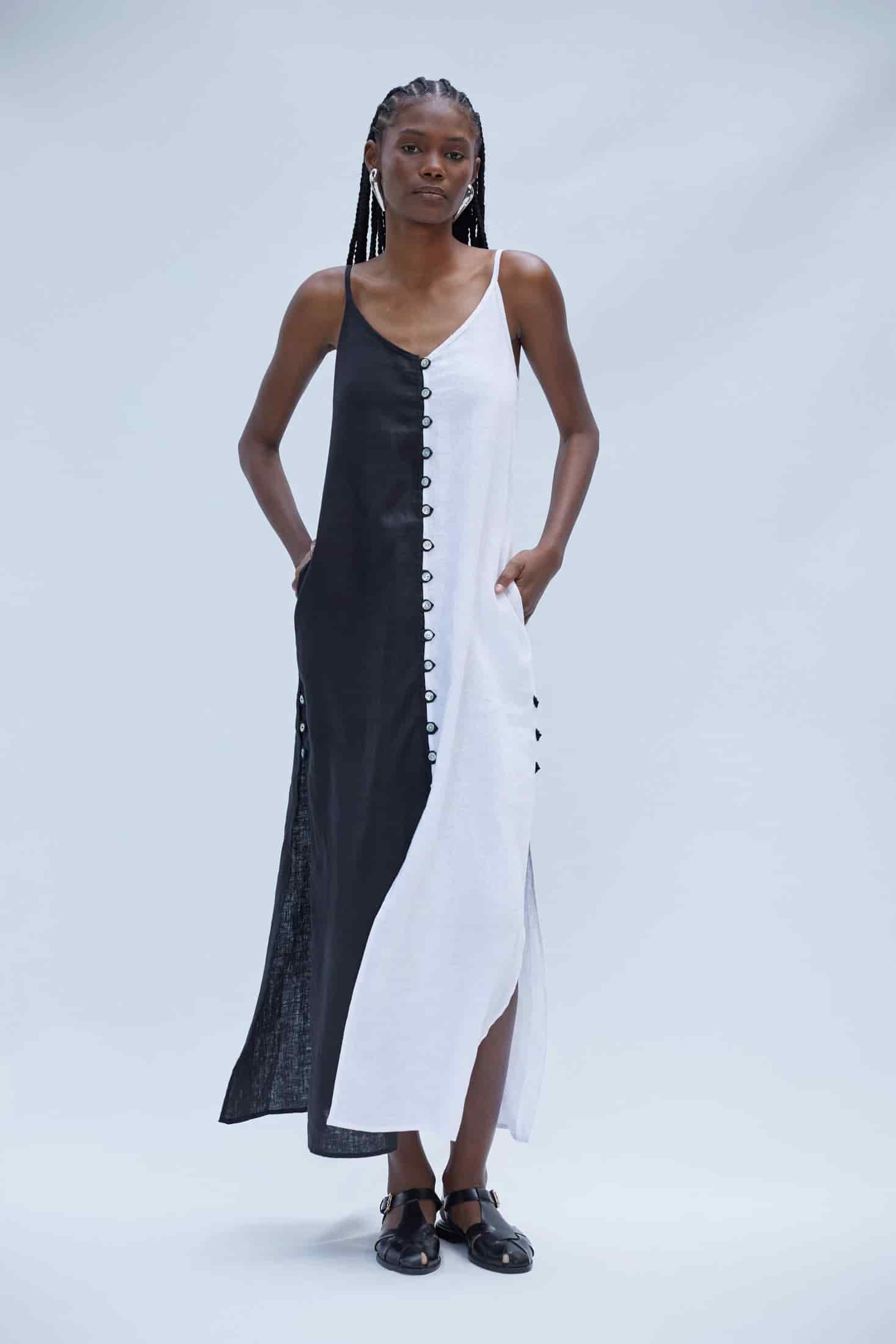 YANNA DRESS WHITE/BLACK - miniatura 1