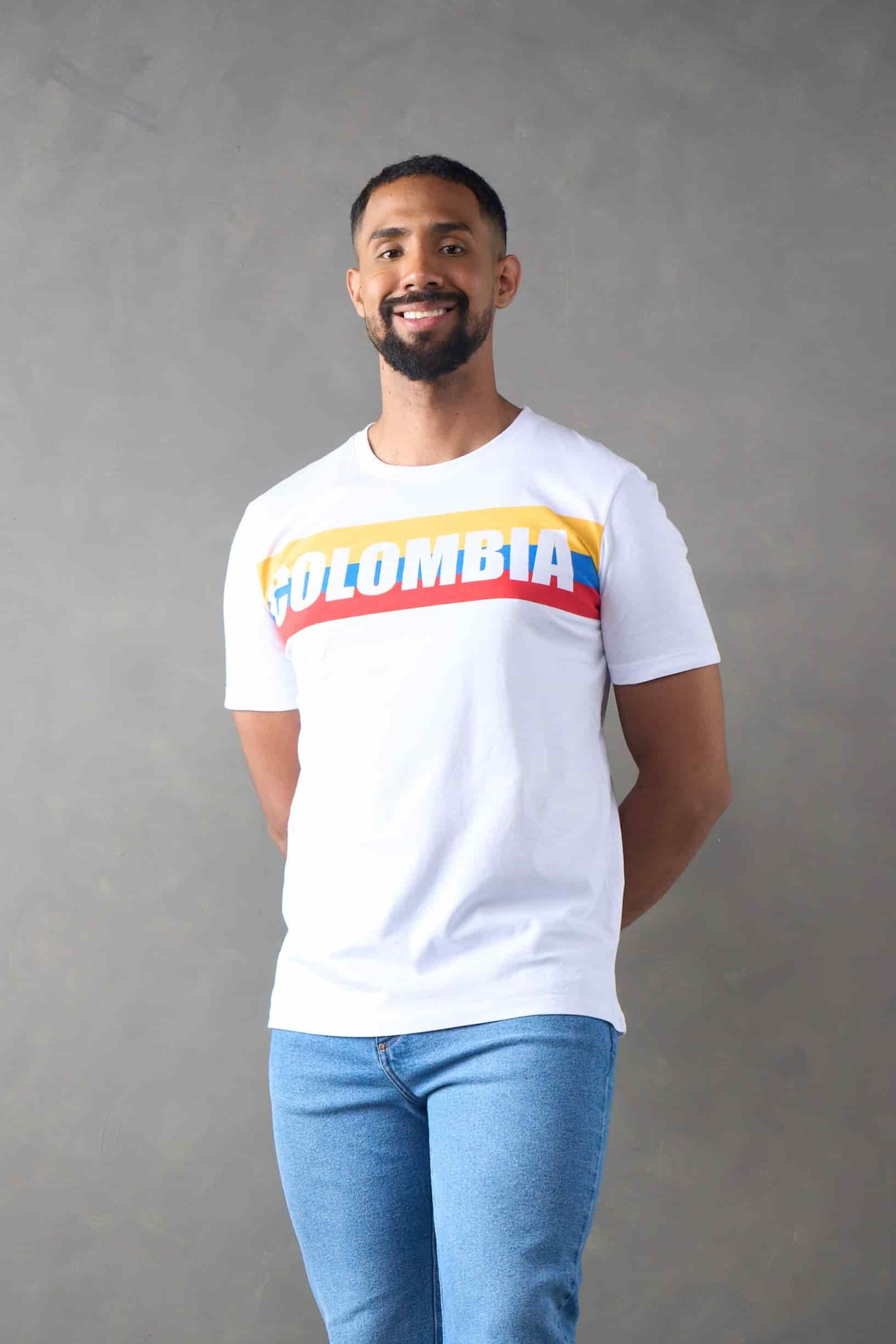 Camiseta blanca cuello redondo edición Colombia - miniatura 1