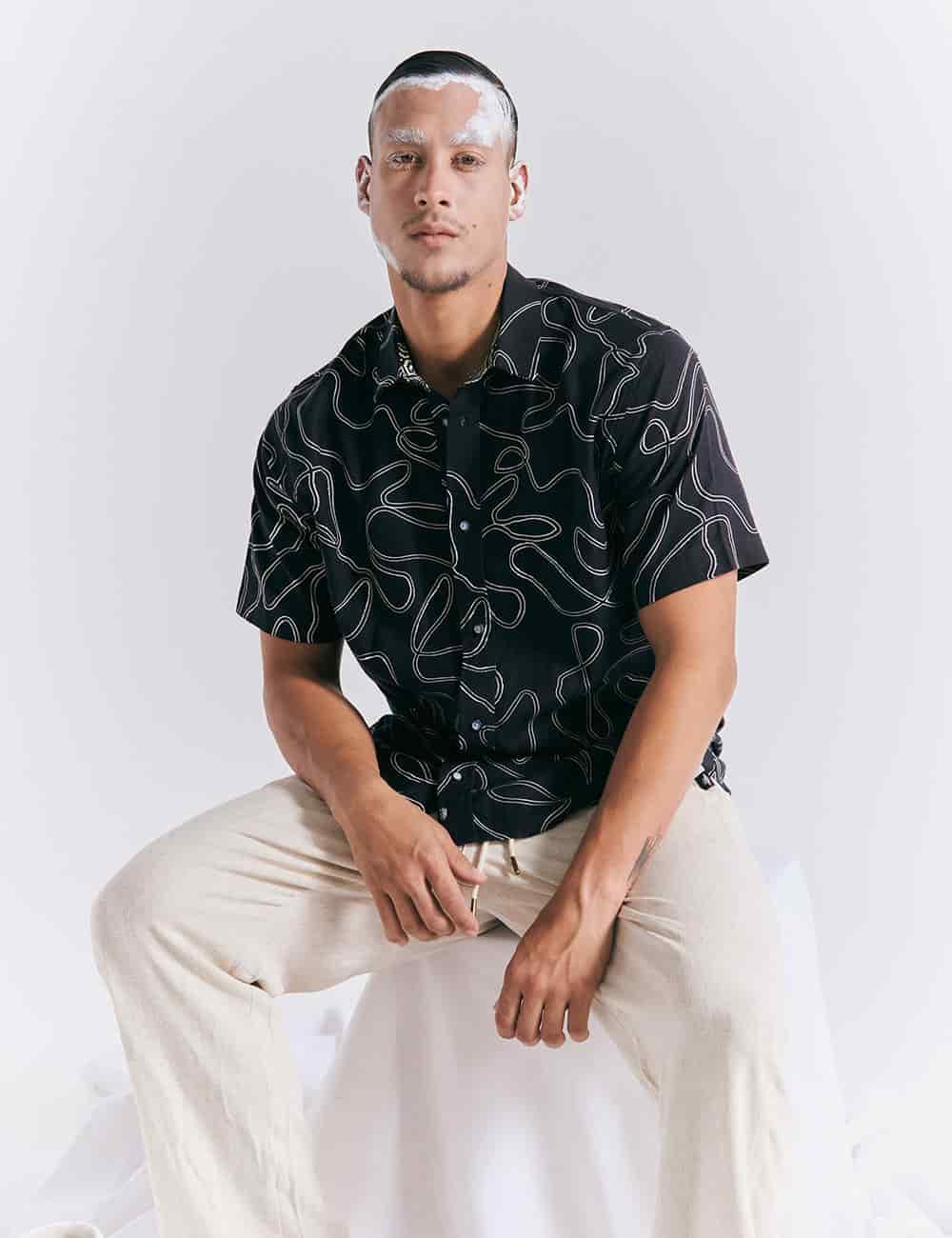 Camisa Regular Fit Born negro Hombre - miniatura 3