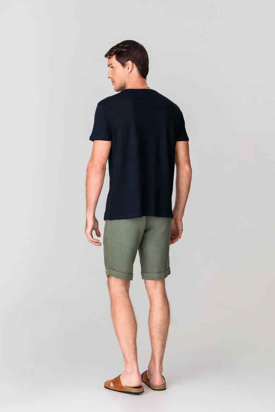 Men's linen t-shirt navy - miniatura 2